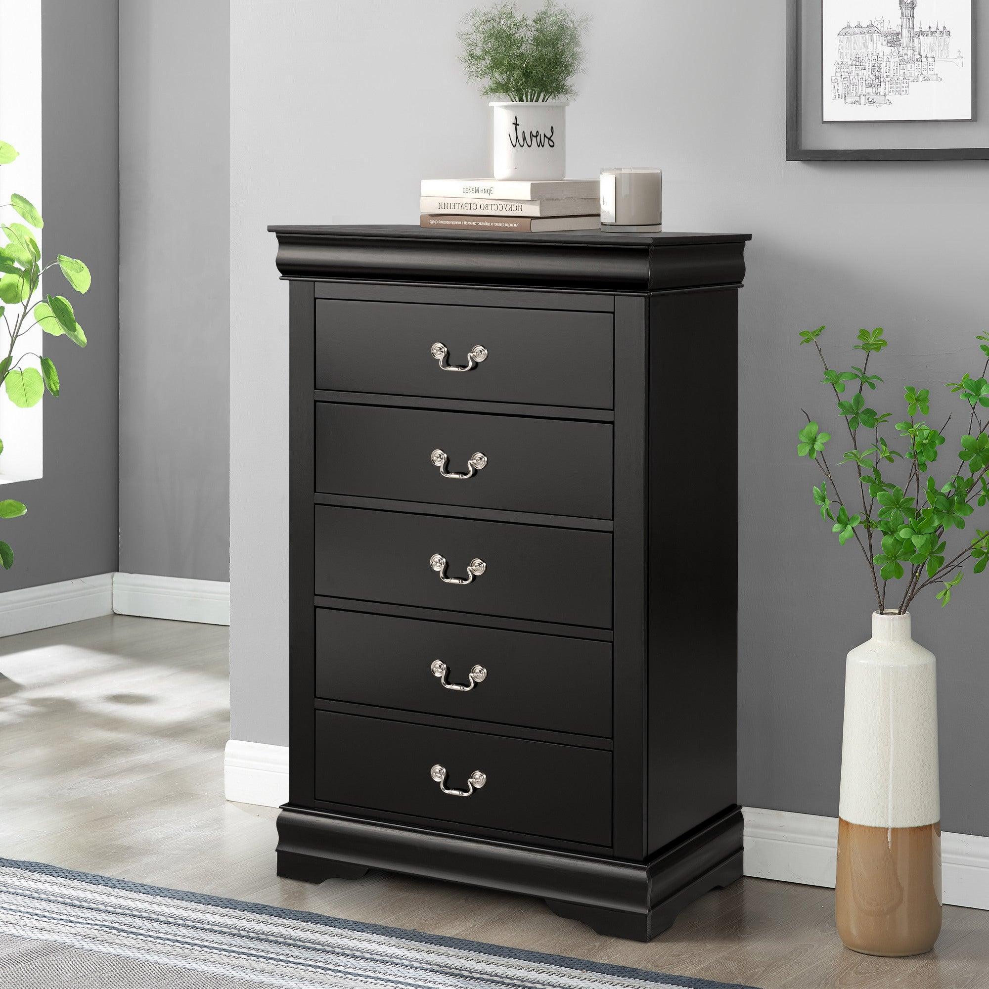 Parrot Uncle Transitional 5-Drawer 31.5-Inch Wide Chest of Drawers with Bracket Feet - Image 9