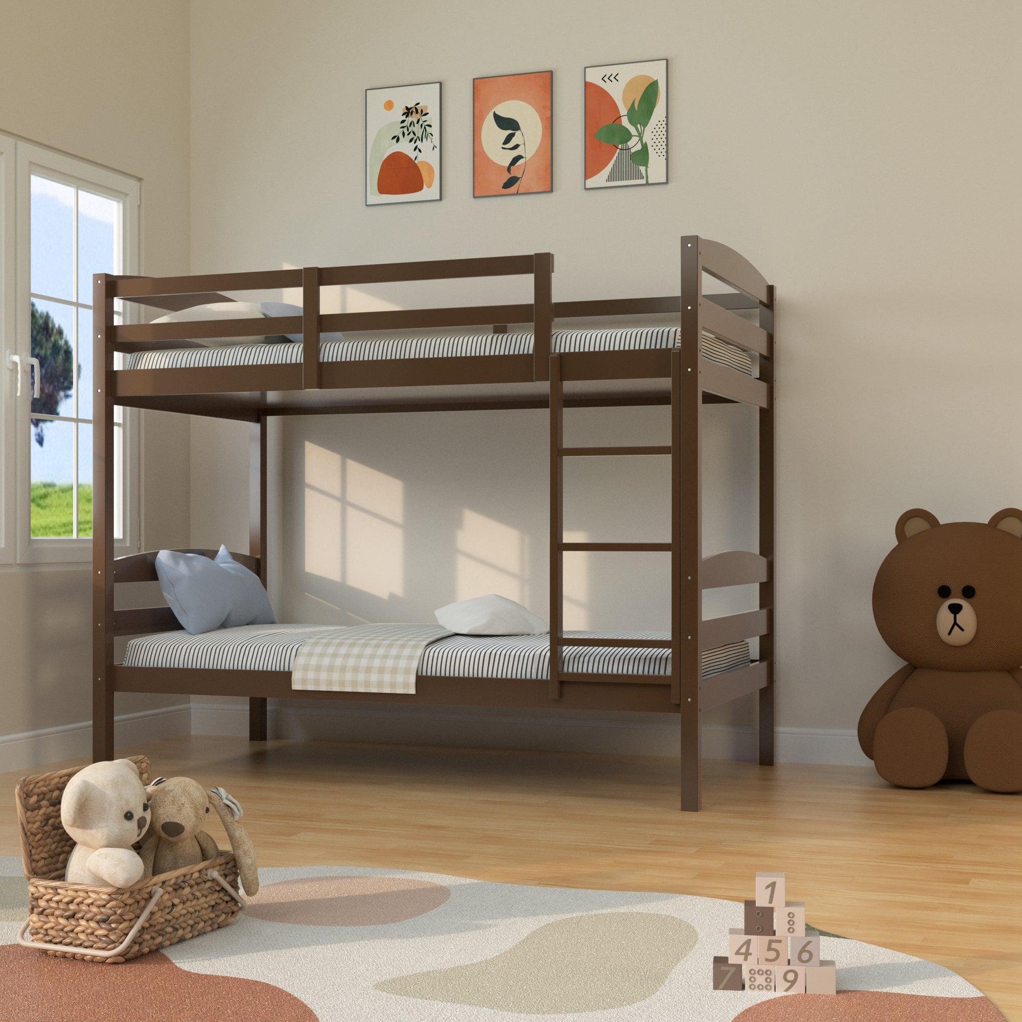 Parrot Uncle Transitional Solid Hardwood Twin over Twin Bunk Bed, Patented Insert & Lock Joint for Extra Safety for Kids - Image 17