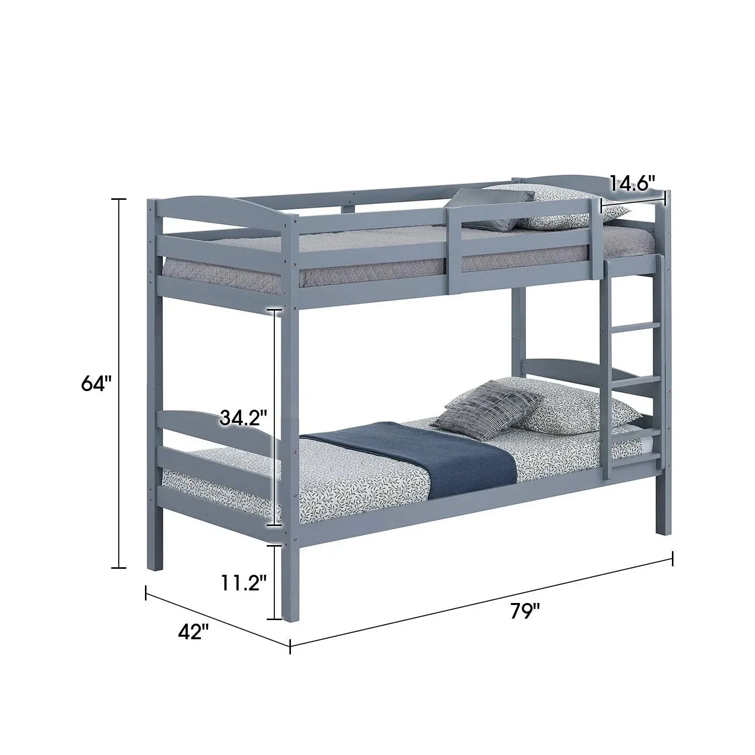 Parrot Uncle Transitional Solid Hardwood Twin over Twin Bunk Bed, Patented Insert & Lock Joint for Extra Safety for Kids - Image 24
