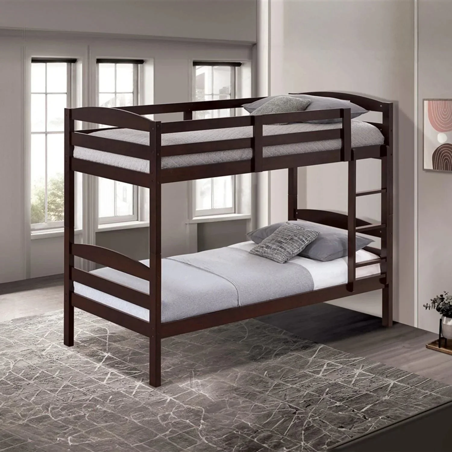 Parrot Uncle Transitional Solid Hardwood Twin over Twin Bunk Bed, Patented Insert & Lock Joint for Extra Safety for Kids - Image 8