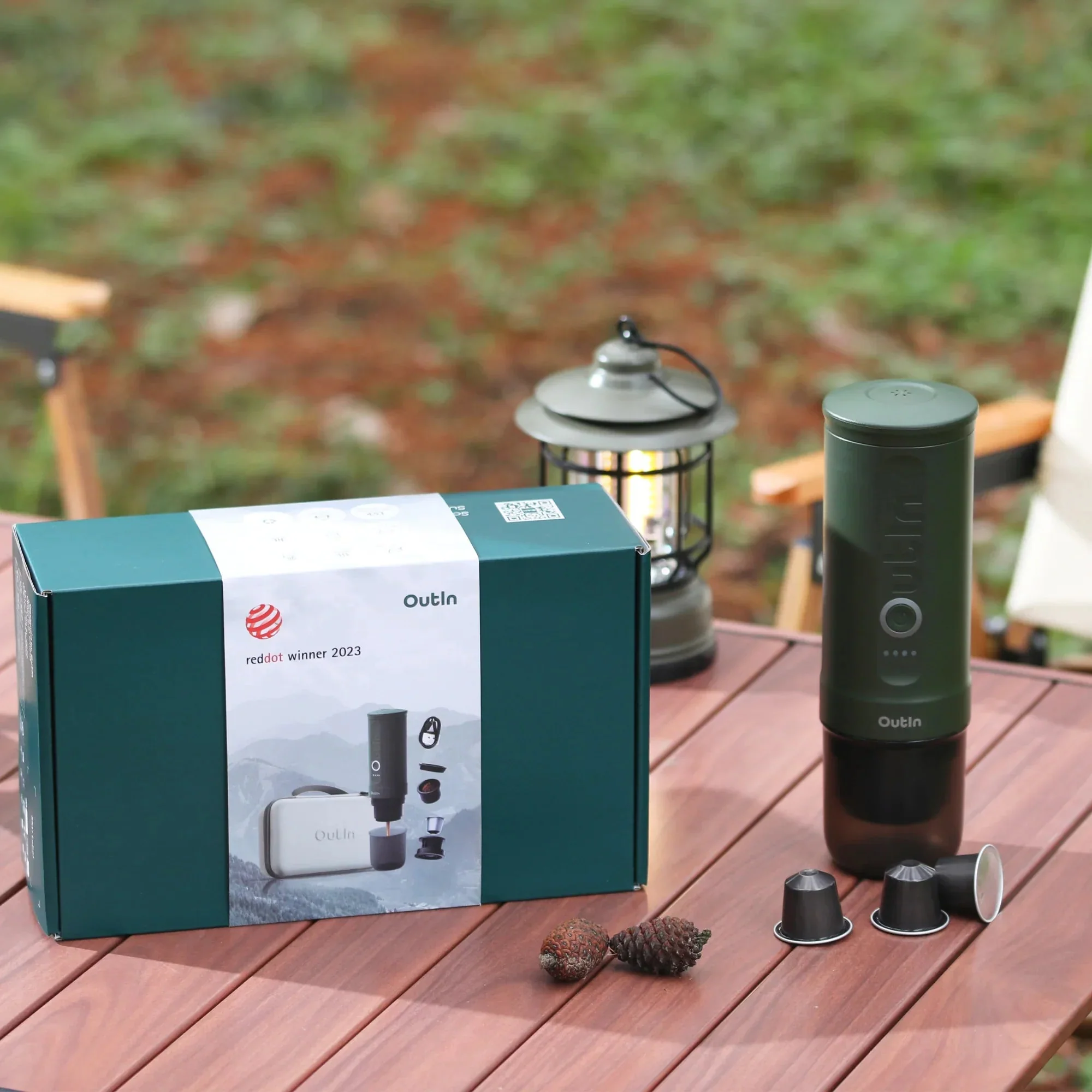 OutIn Nano Portable Electric Espresso Machine in Forest Green with Carrying Bag (OTEM-01-FG-Bag) - Image 8