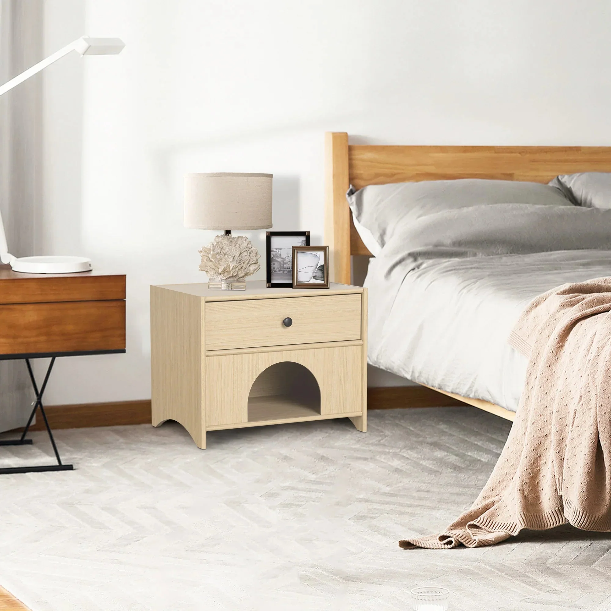 Parrot Uncle Travis Modern Natural 22-Inch Side Table with Pet-Friendly Nook (SL-AC4003-PU) - Image 11