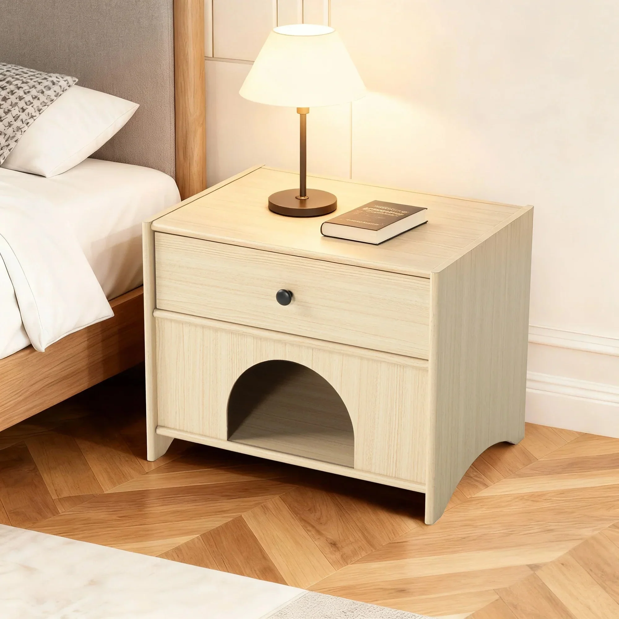 Parrot Uncle Travis Modern Natural 22-Inch Side Table with Pet-Friendly Nook (SL-AC4003-PU) - Image 13