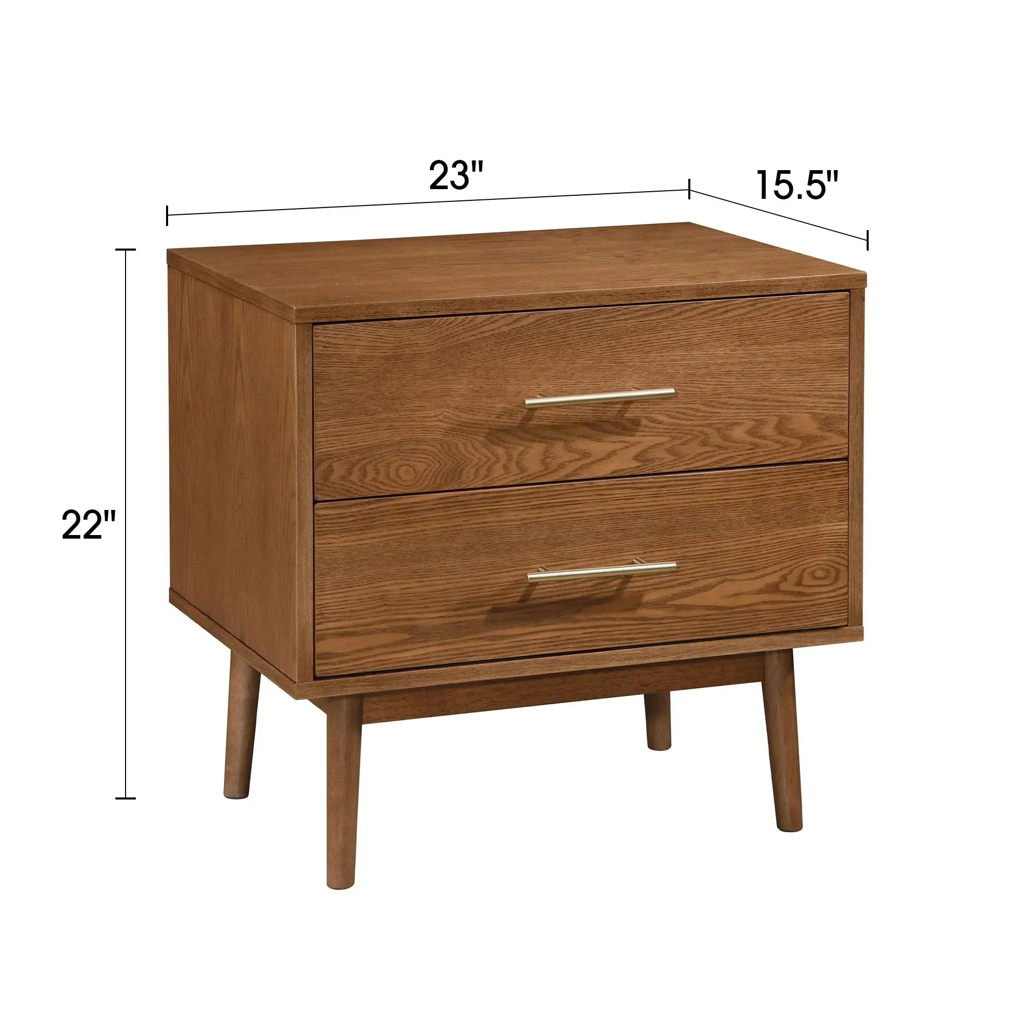 Parrot Uncle Tromso Mid-Century Modern 23-Inch Nightstand with 2-Drawer and Round Tapered Legs in Walnut (FM7220WN-N-PU) - Image 8