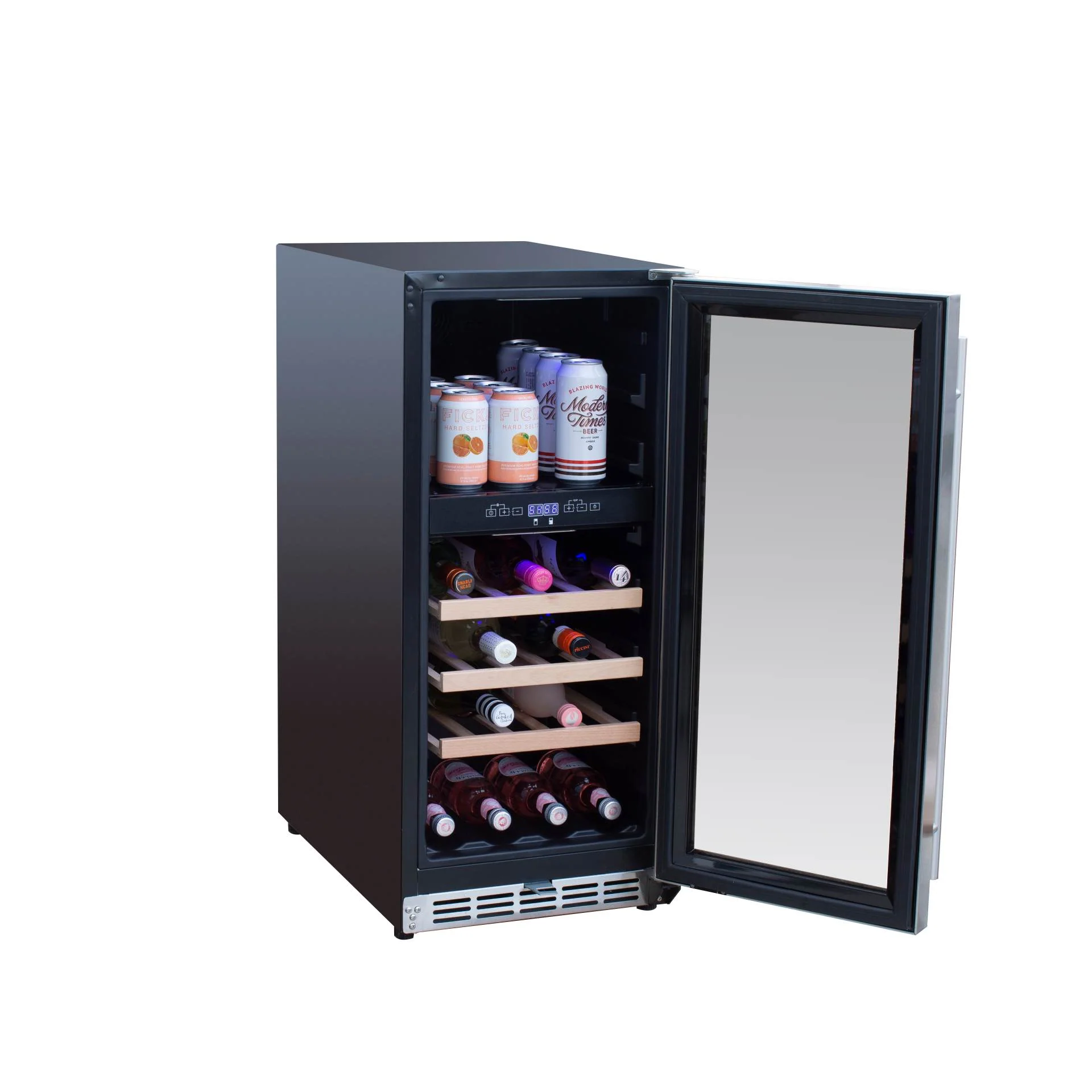 TrueFlame 15-Inch Outdoor Rated Dual Zone Wine Cooler in Stainless Steel (AMD-RFR-15WD) - Image 5