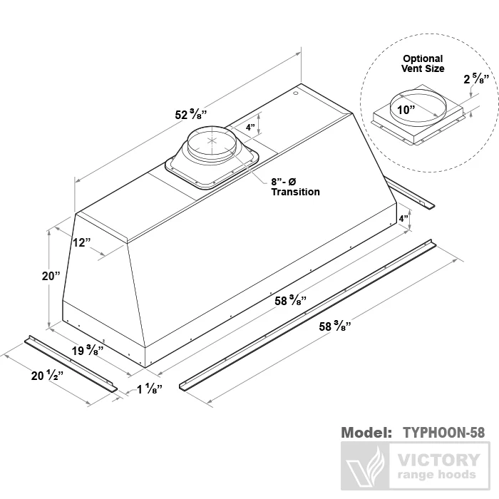 Victory Typhoon 60-Inch 1200 CFM Insert Range Hood Insert in Stainless Steel (Typhoon-58) - Image 6