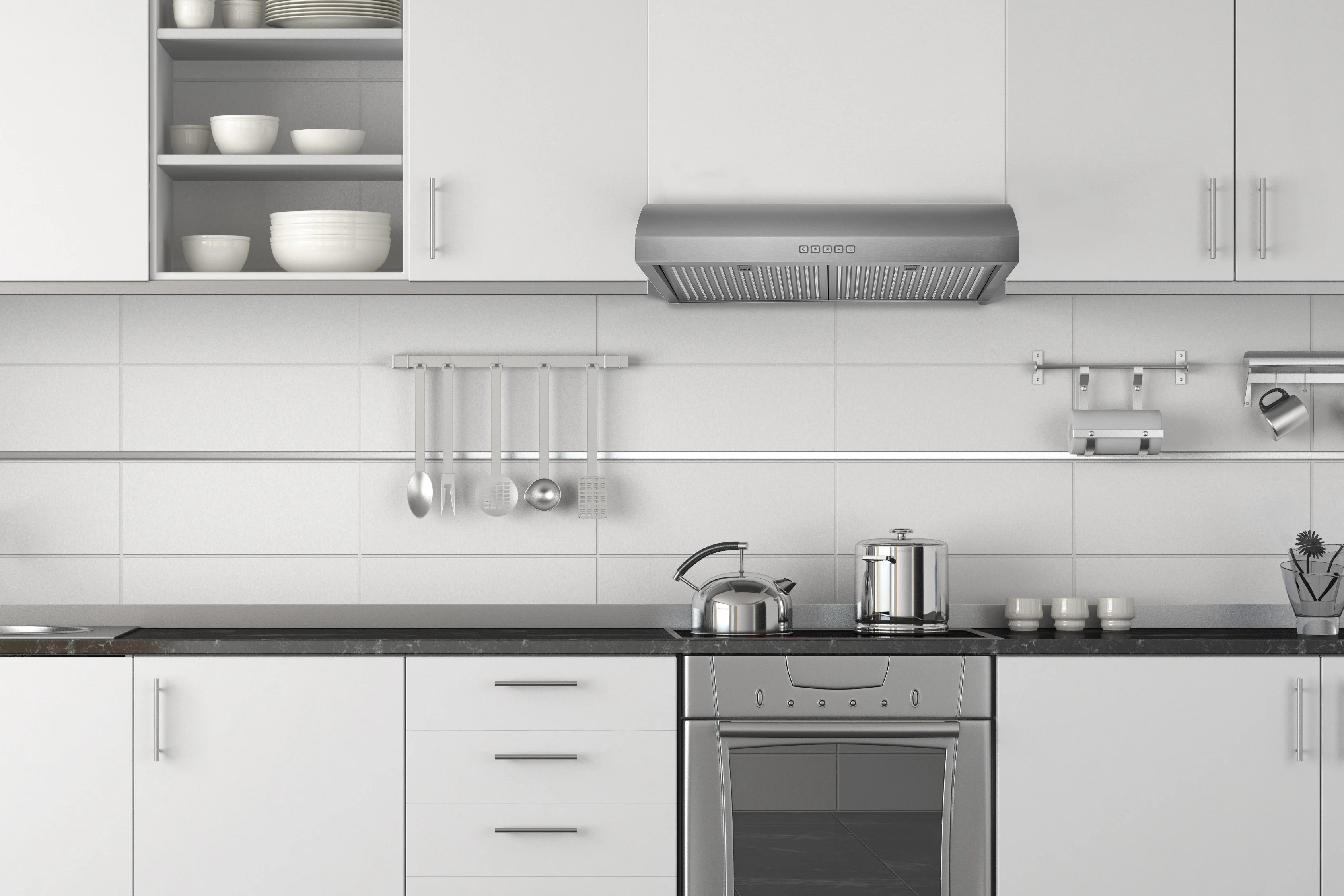 Hauslane 30-Inch Under Cabinet Curved Range Hood with Stainless Steel Filters and Panel LED in Stainless Steel (UC-B018SS-30) - Image 4