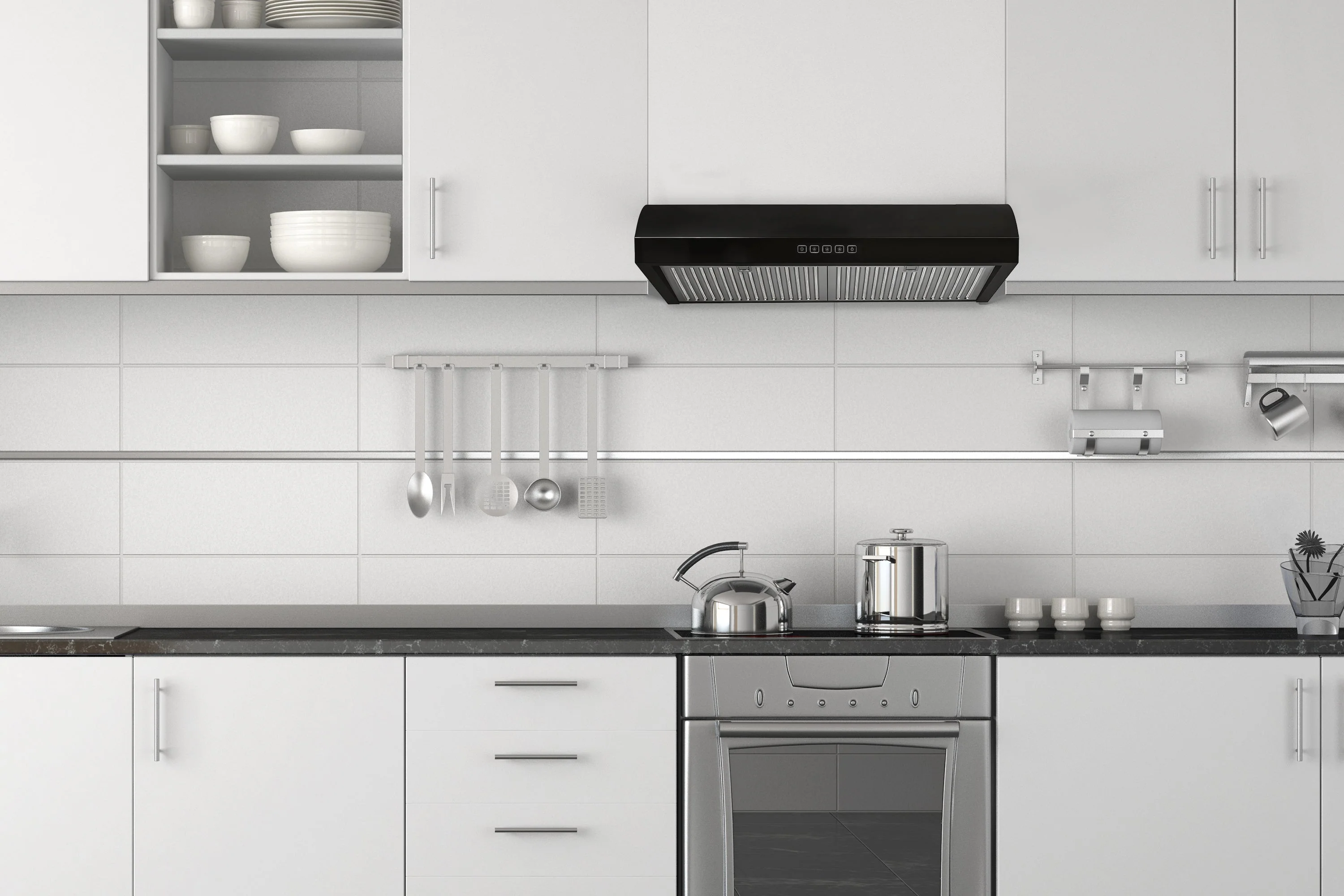 Hauslane 30-Inch Under Cabinet Curved Range Hood with Stainless Steel Filters and Panel LED in Stainless Steel (UC-B018SS-30) - Image 5