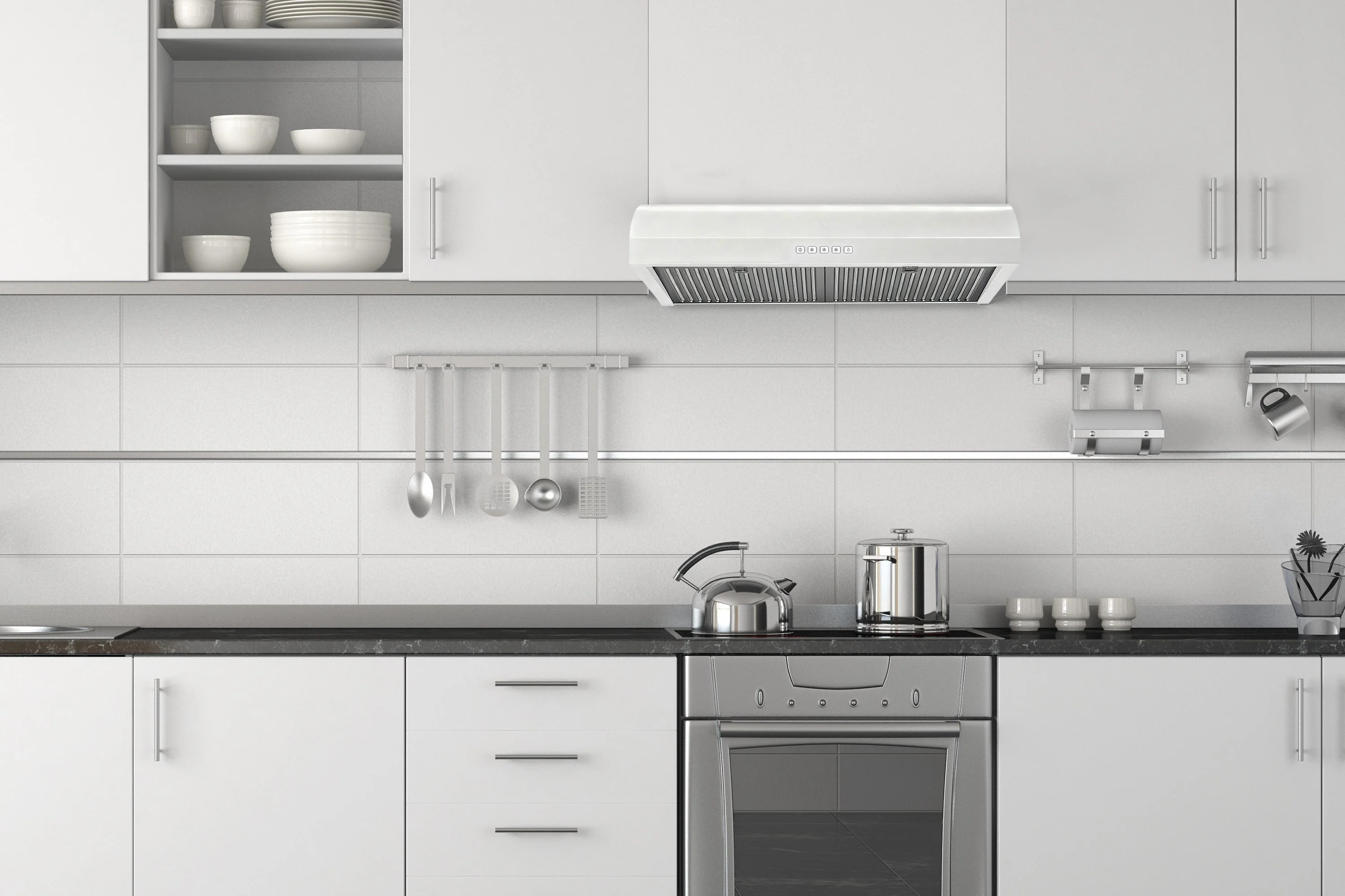 Hauslane 30-Inch Under Cabinet Curved Range Hood with Stainless Steel Filters and Panel LED in Stainless Steel (UC-B018SS-30) - Image 6
