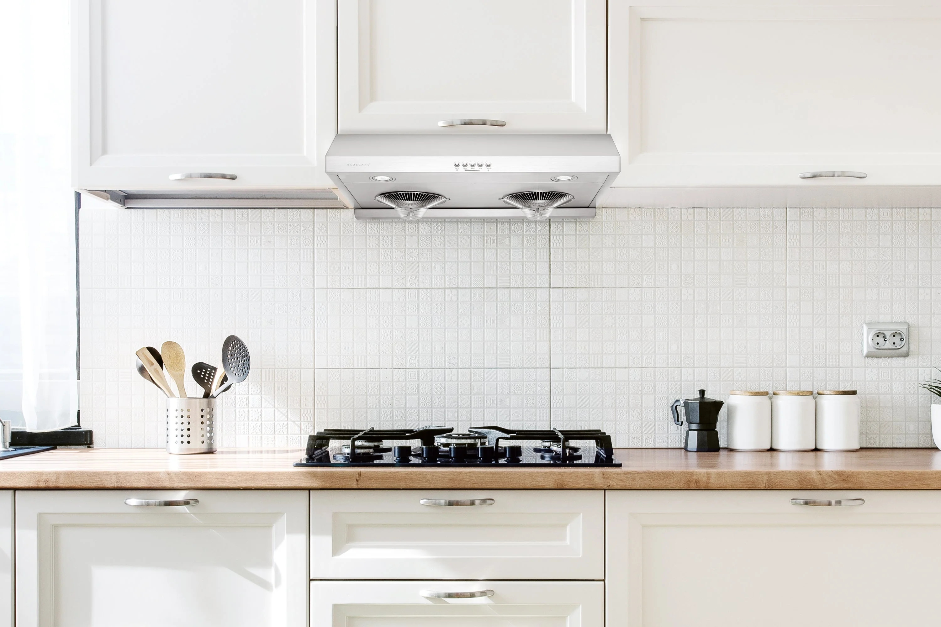 Hauslane 30-Inch 300 CFM Under Cabinet Push Button Range Hood with Grease Catchers in Stainless Steel (UC-C100SS-30) - Image 2
