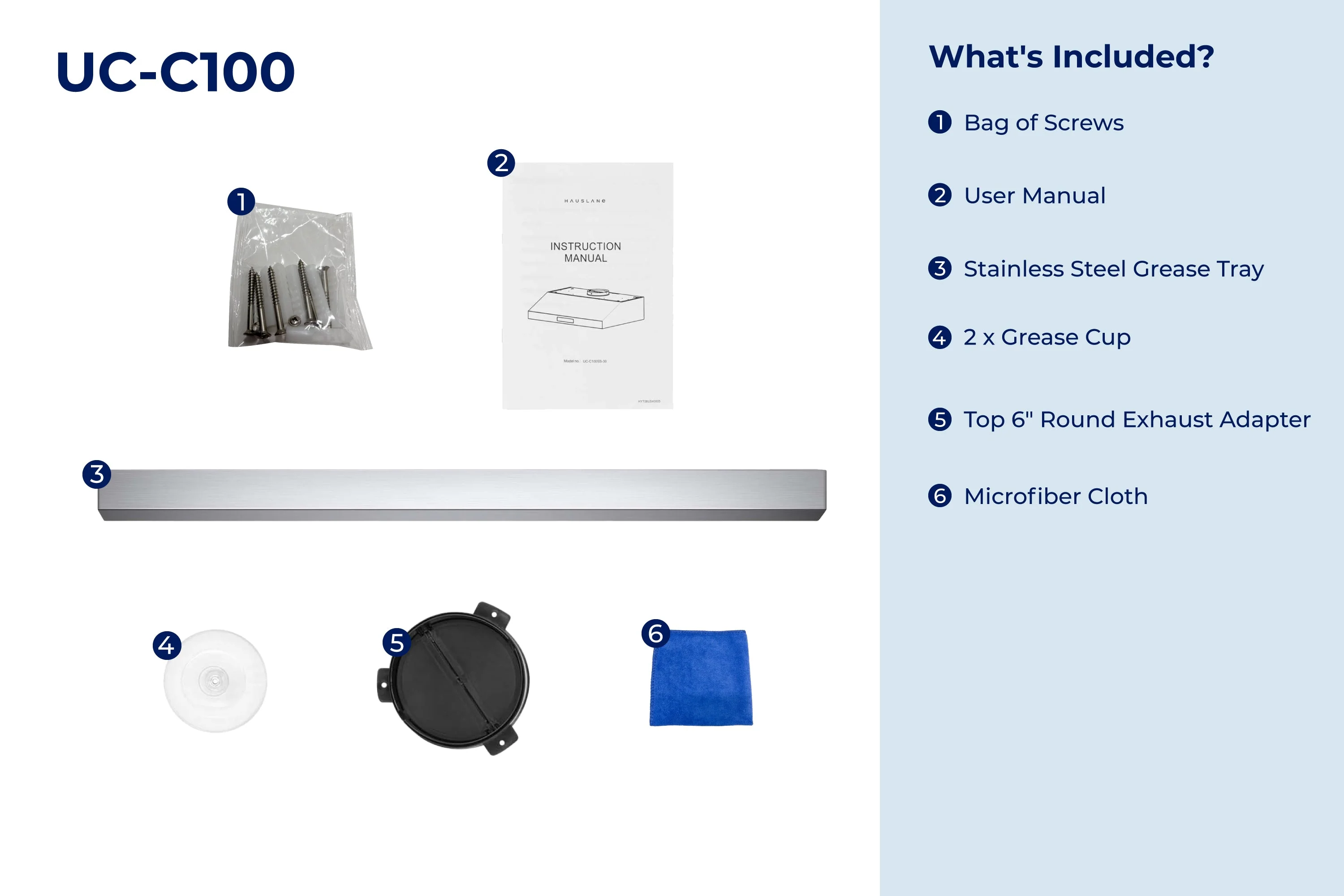 Hauslane 30-Inch 300 CFM Under Cabinet Push Button Range Hood with Grease Catchers in Stainless Steel (UC-C100SS-30) - Image 8