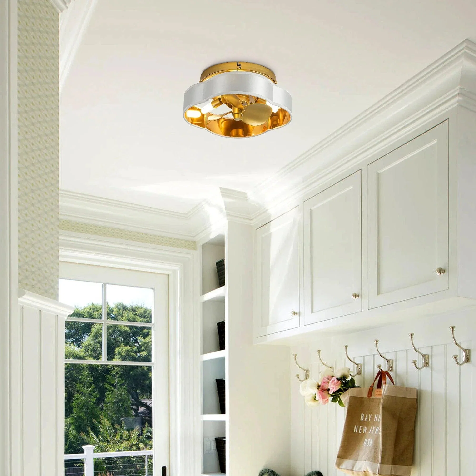 Parrot Uncle Vaczon 13-Inch Golden Flush Mount Ceiling Fan with Light and Remote Control (F8295110V) - Image 2