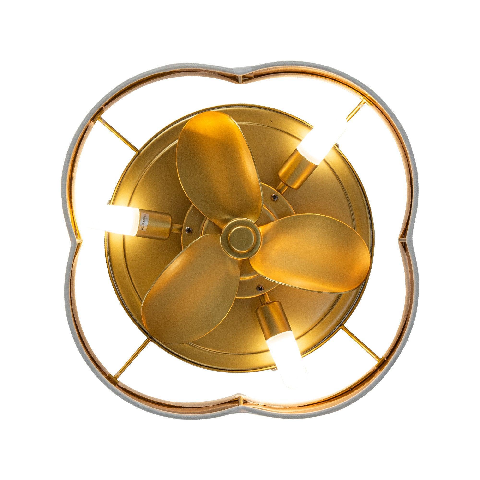Parrot Uncle Vaczon 13-Inch Golden Flush Mount Ceiling Fan with Light and Remote Control (F8295110V) - Image 4