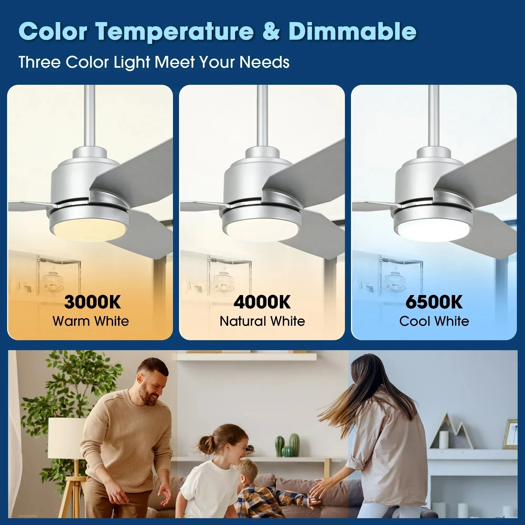 Parrot Uncle Vaczon 42-Inch 3-Blades Modern Ceiling Fan with Remote Control and LED Light - Image 13