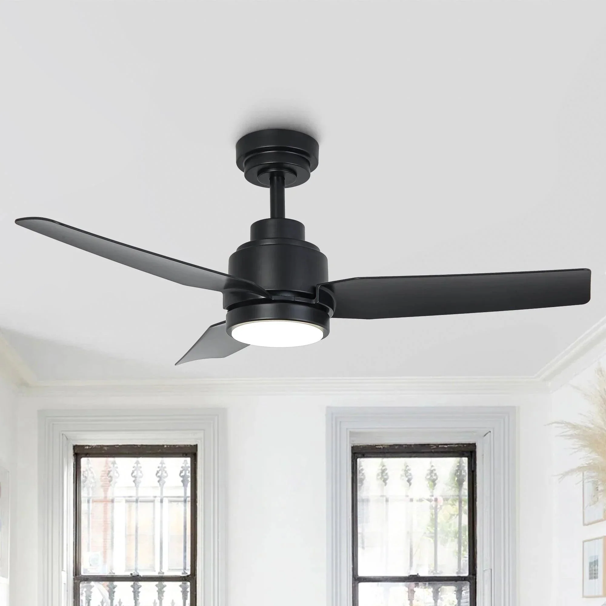 Parrot Uncle Vaczon 42-Inch DC Motor Modern Downrod Ceiling Fan with LED Light and Remote Control (VZA01A116BK) - Image 4