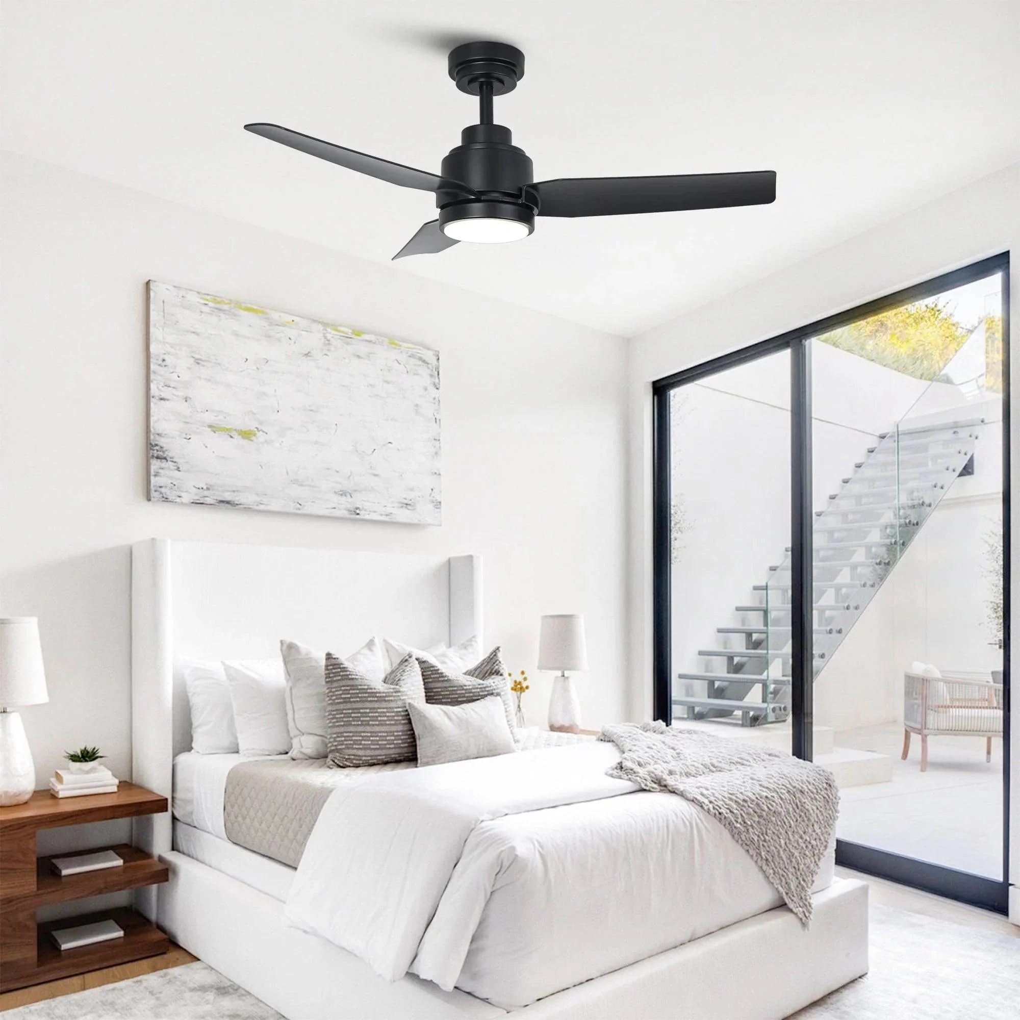 Parrot Uncle Vaczon 42-Inch DC Motor Modern Downrod Ceiling Fan with LED Light and Remote Control (VZA01A116BK) - Image 5