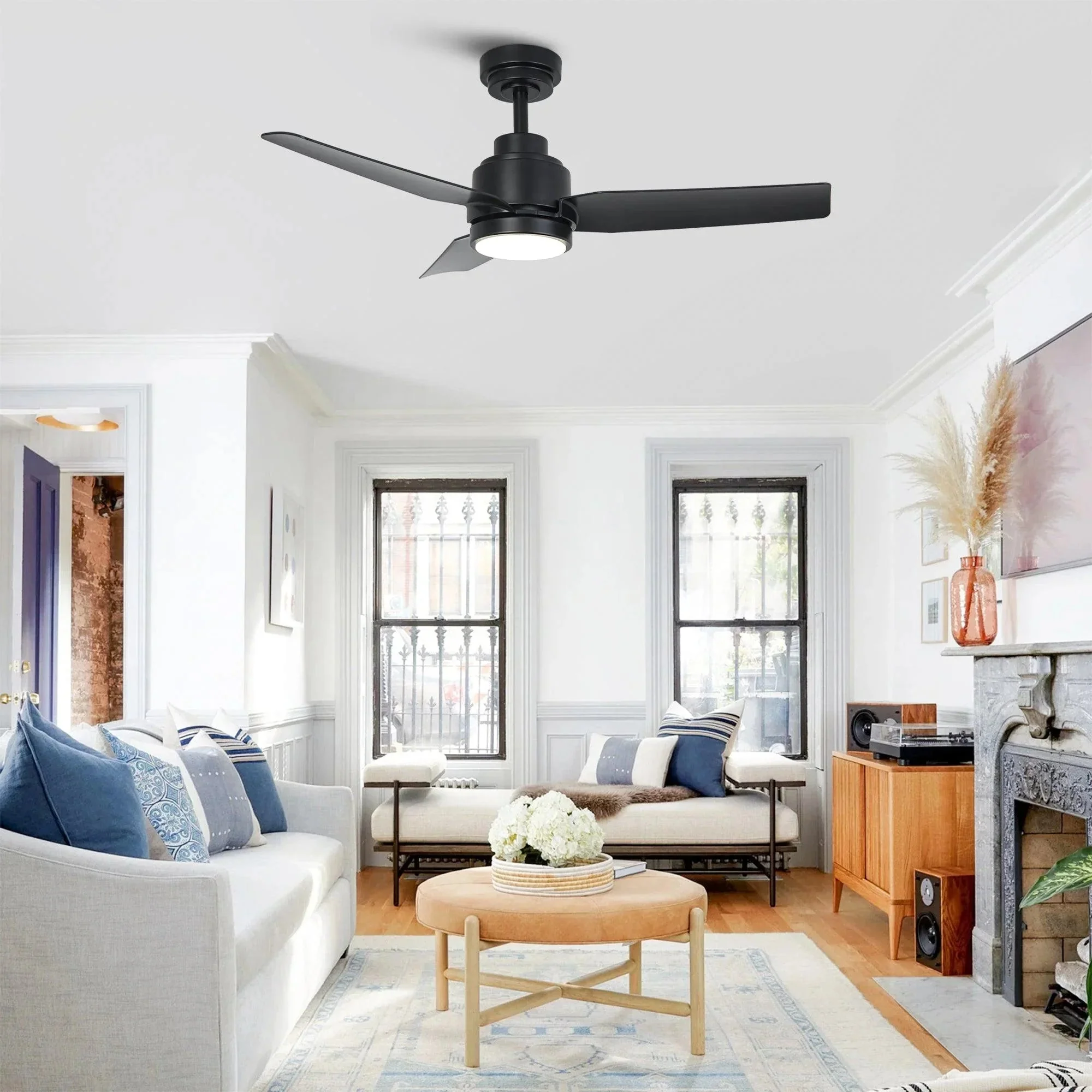 Parrot Uncle Vaczon 42-Inch DC Motor Modern Downrod Ceiling Fan with LED Light and Remote Control (VZA01A116BK) - Image 6