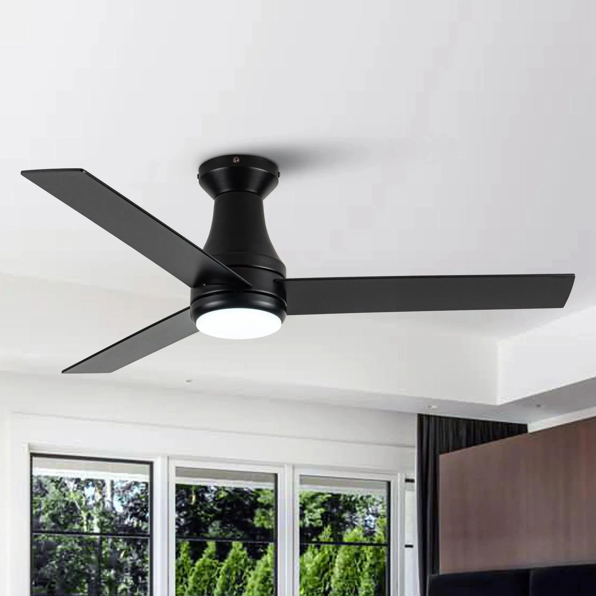 Parrot Uncle Vaczon 48-Inch 3 Blades Flush Mount Ceiling Fan with Lighting and Remote Control (VZA01B102A) - Image 4