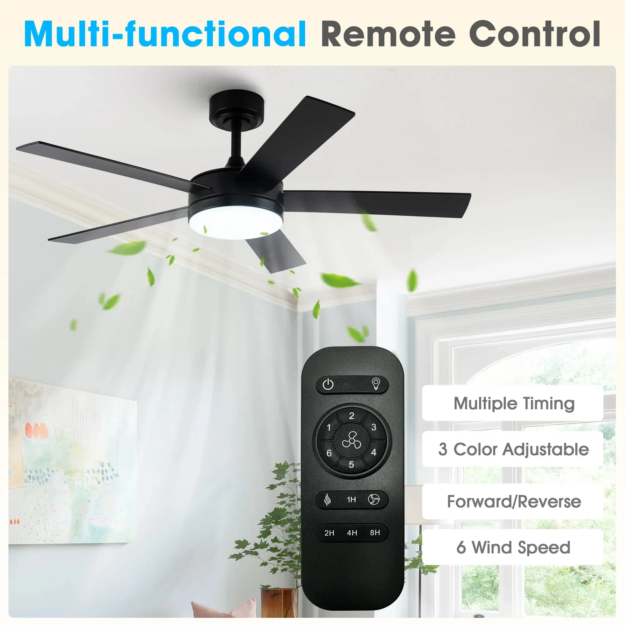 Parrot Uncle Vaczon 48-Inch 5 Blades Industrial DC Motor Ceiling Fan with LED Lighting and Remote Control - Image 8