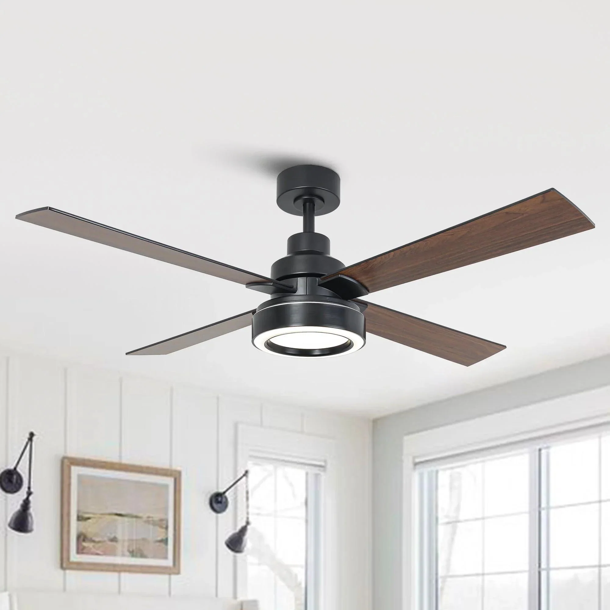 Parrot Uncle Vaczon 52-Inch 4 Blades DC Motor Modern Downrod Ceiling Fan with LED Light and Remote Control (VZA01B107A) - Image 2