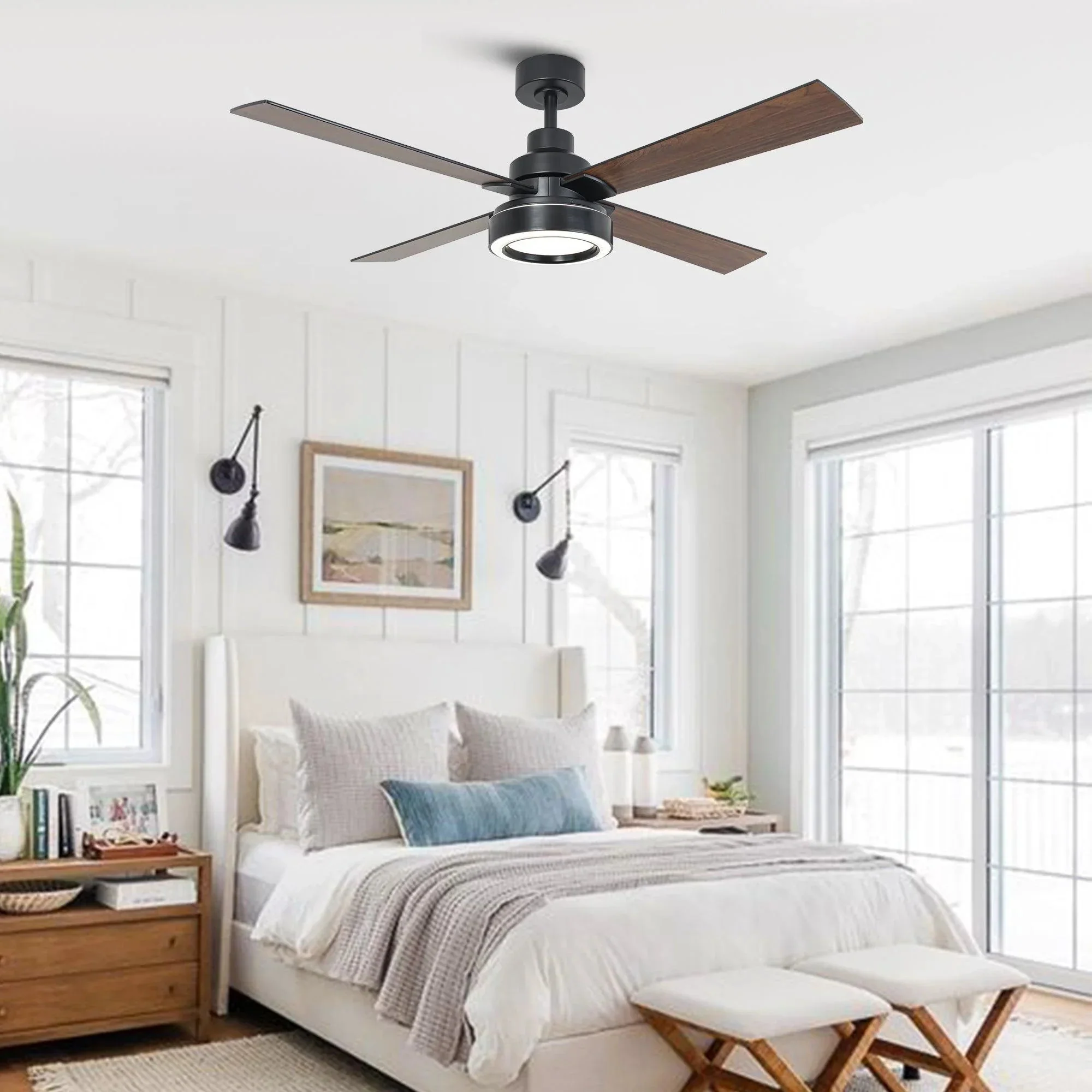 Parrot Uncle Vaczon 52-Inch 4 Blades DC Motor Modern Downrod Ceiling Fan with LED Light and Remote Control (VZA01B107A) - Image 4