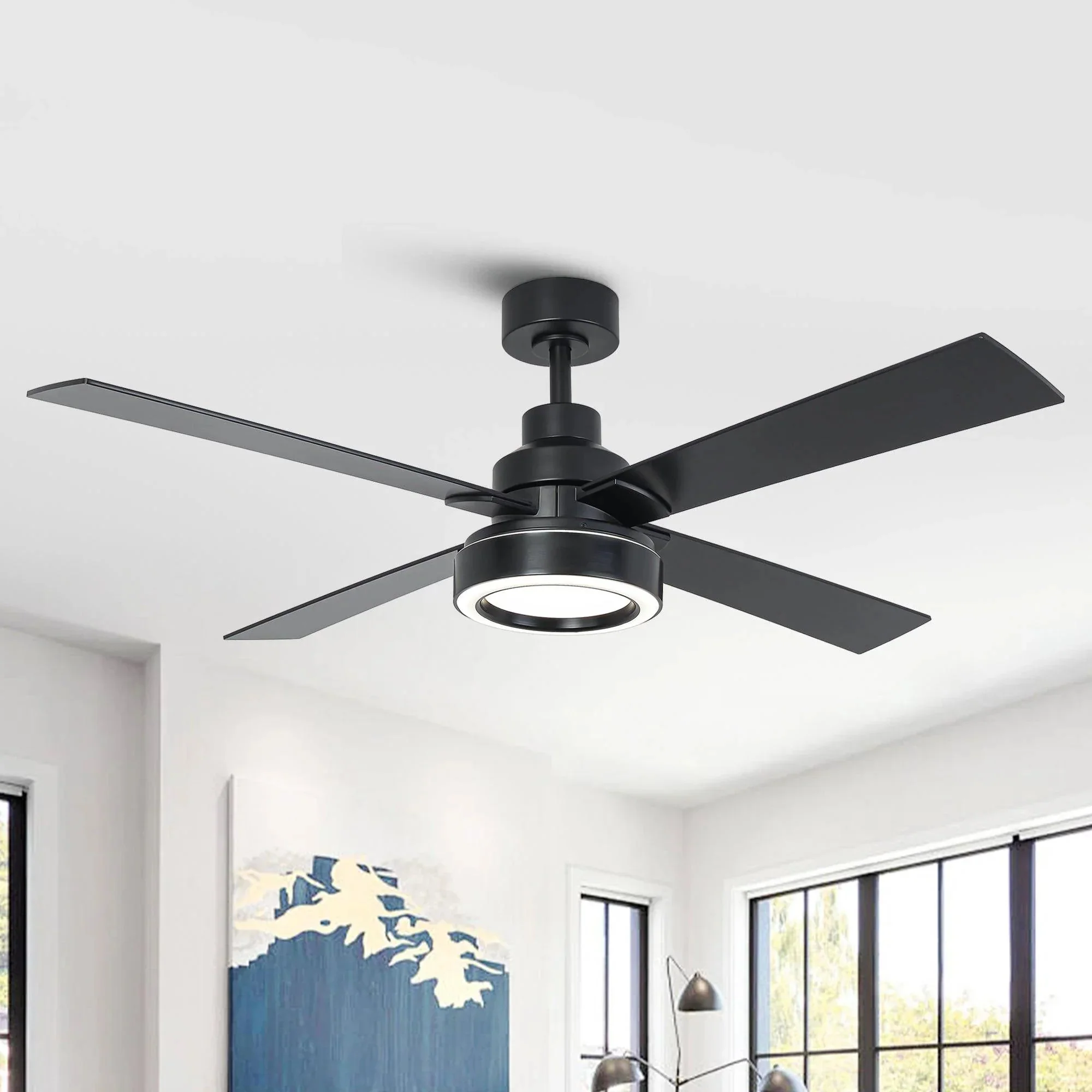 Parrot Uncle Vaczon 52-Inch 4 Blades DC Motor Modern Downrod Ceiling Fan with LED Light and Remote Control (VZA01B107A) - Image 5