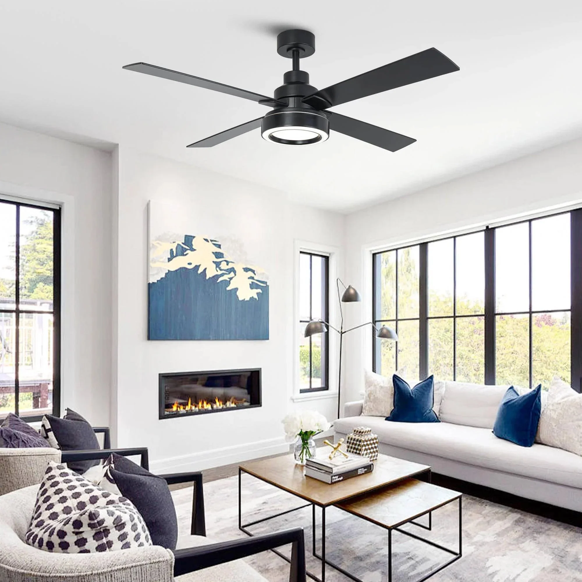 Parrot Uncle Vaczon 52-Inch 4 Blades DC Motor Modern Downrod Ceiling Fan with LED Light and Remote Control (VZA01B107A) - Image 6