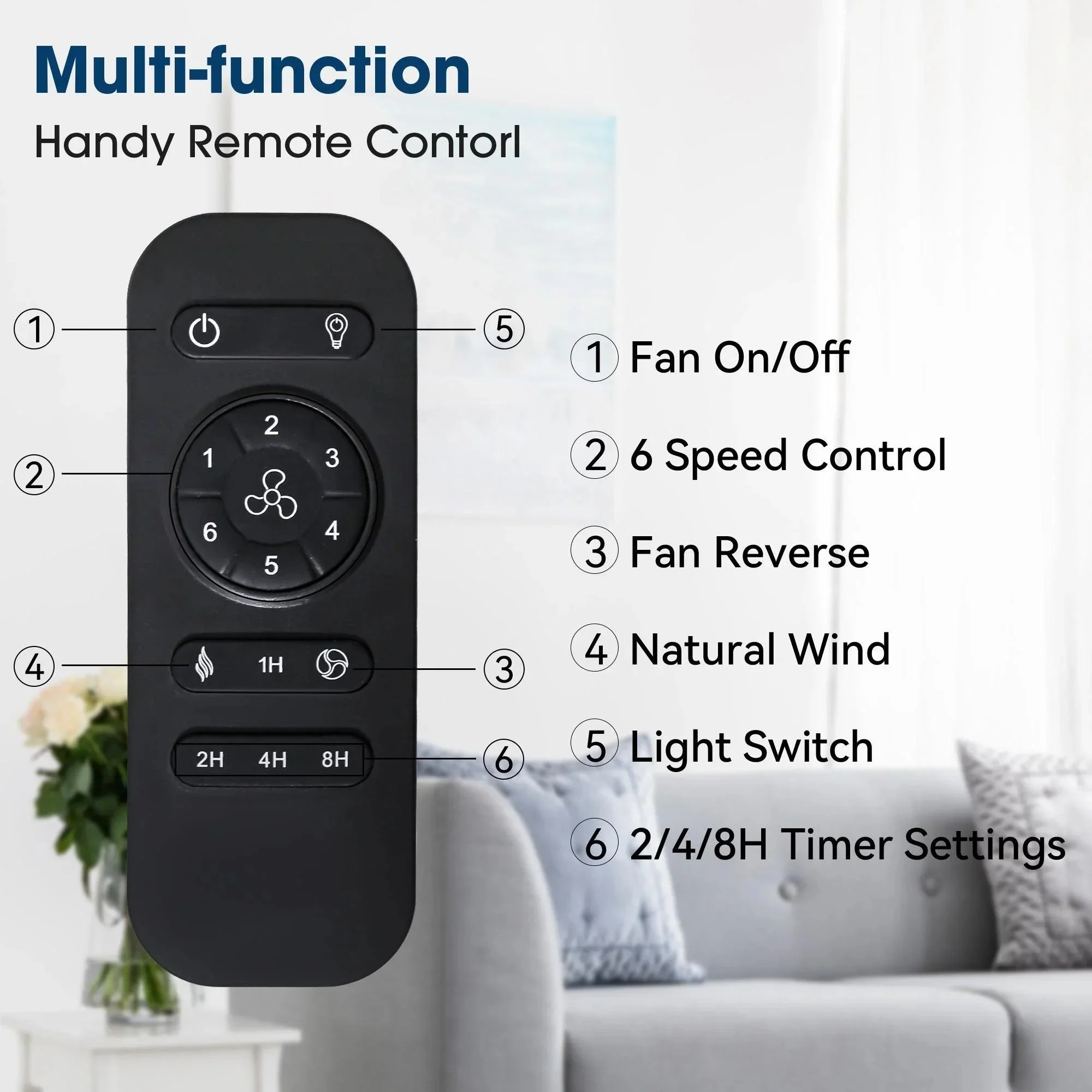 Parrot Uncle Vaczon 52-Inch 4 Blades DC Motor Modern Downrod Ceiling Fan with LED Light and Remote Control (VZA01B107A) - Image 9