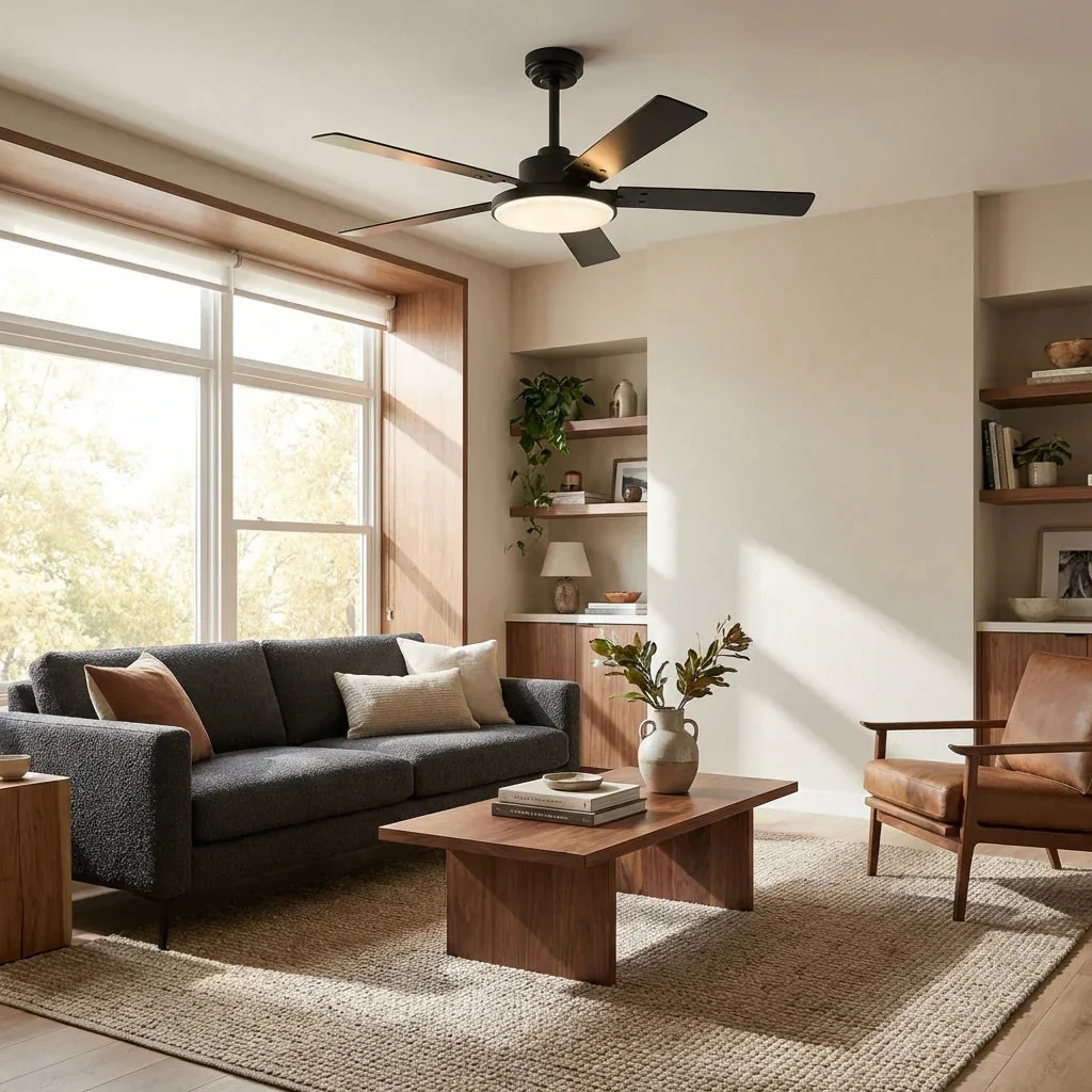 Parrot Uncle Vaczon 52-Inch 5 Blades DC Motor Modern Downrod Ceiling Fan with LED Light and Remote Control (VZA01A117BK) - Image 2