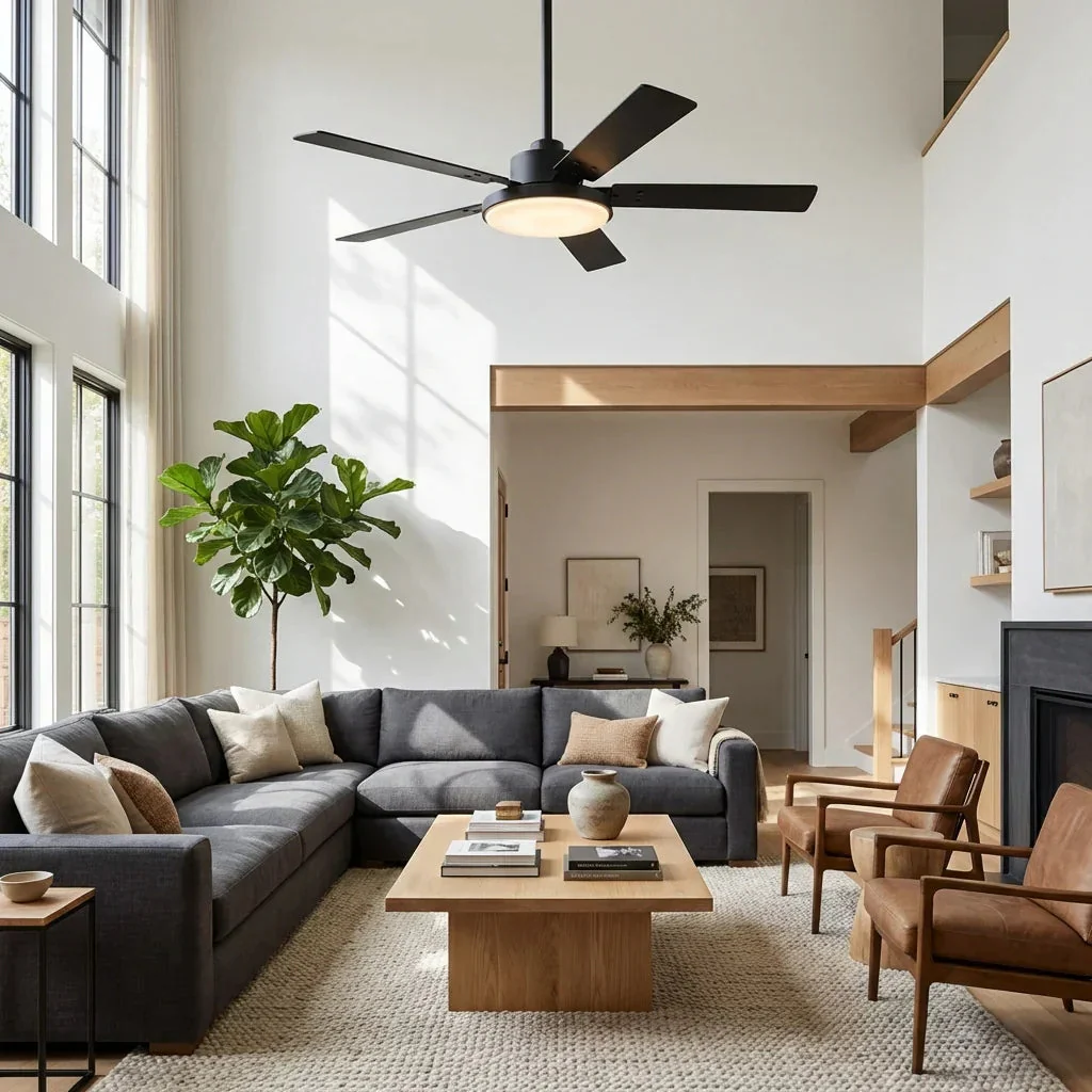 Parrot Uncle Vaczon 52-Inch 5 Blades DC Motor Modern Downrod Ceiling Fan with LED Light and Remote Control (VZA01A117BK) - Image 3