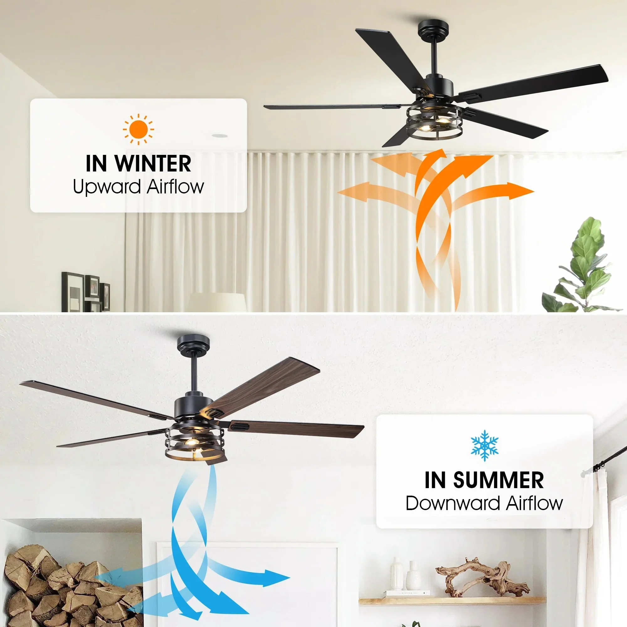 Parrot Uncle Vaczon 52-Inch DC Motor Industrial Downrod Ceiling Fan with Light and Remote Control - Image 10