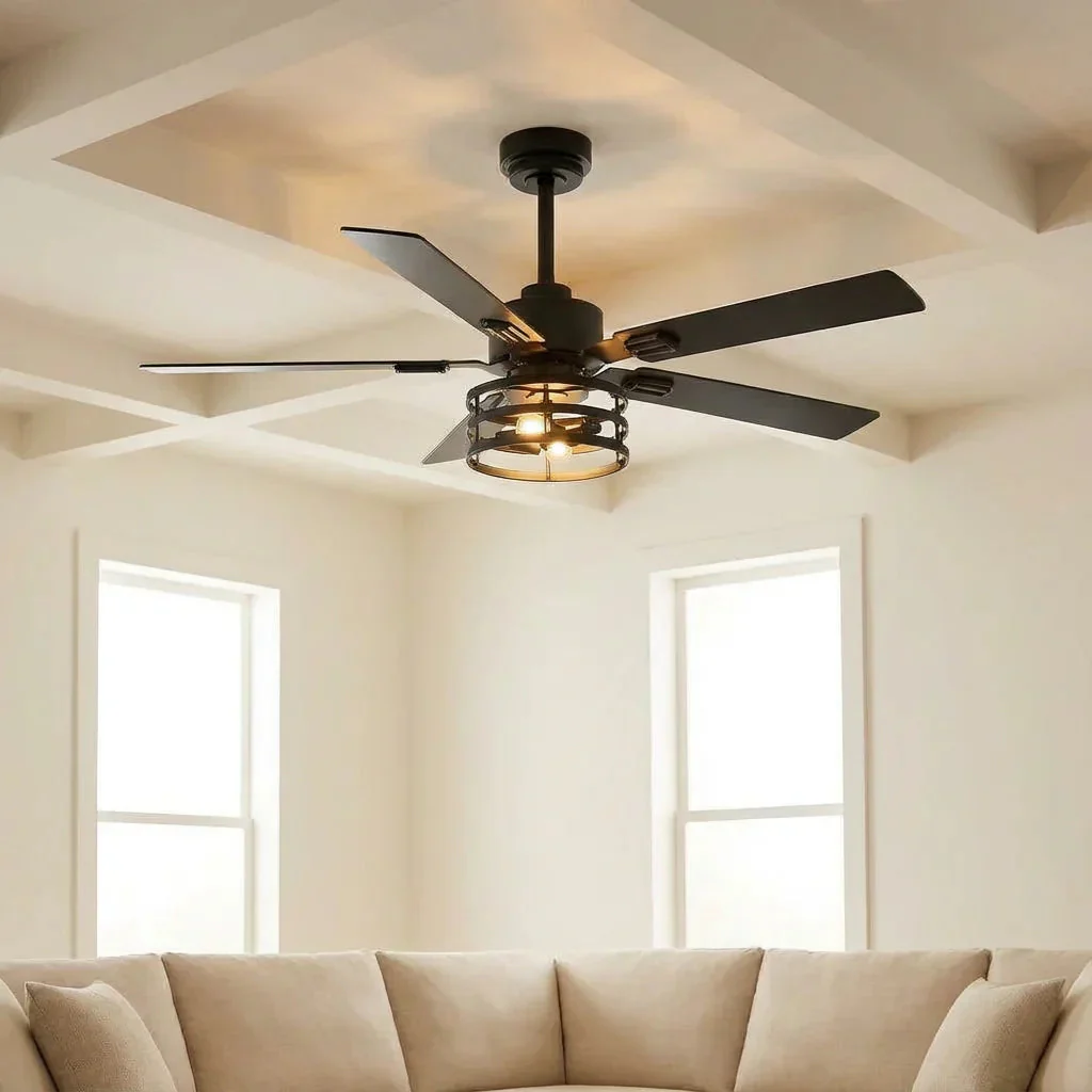 Parrot Uncle Vaczon 52-Inch DC Motor Industrial Downrod Ceiling Fan with Light and Remote Control - Image 3