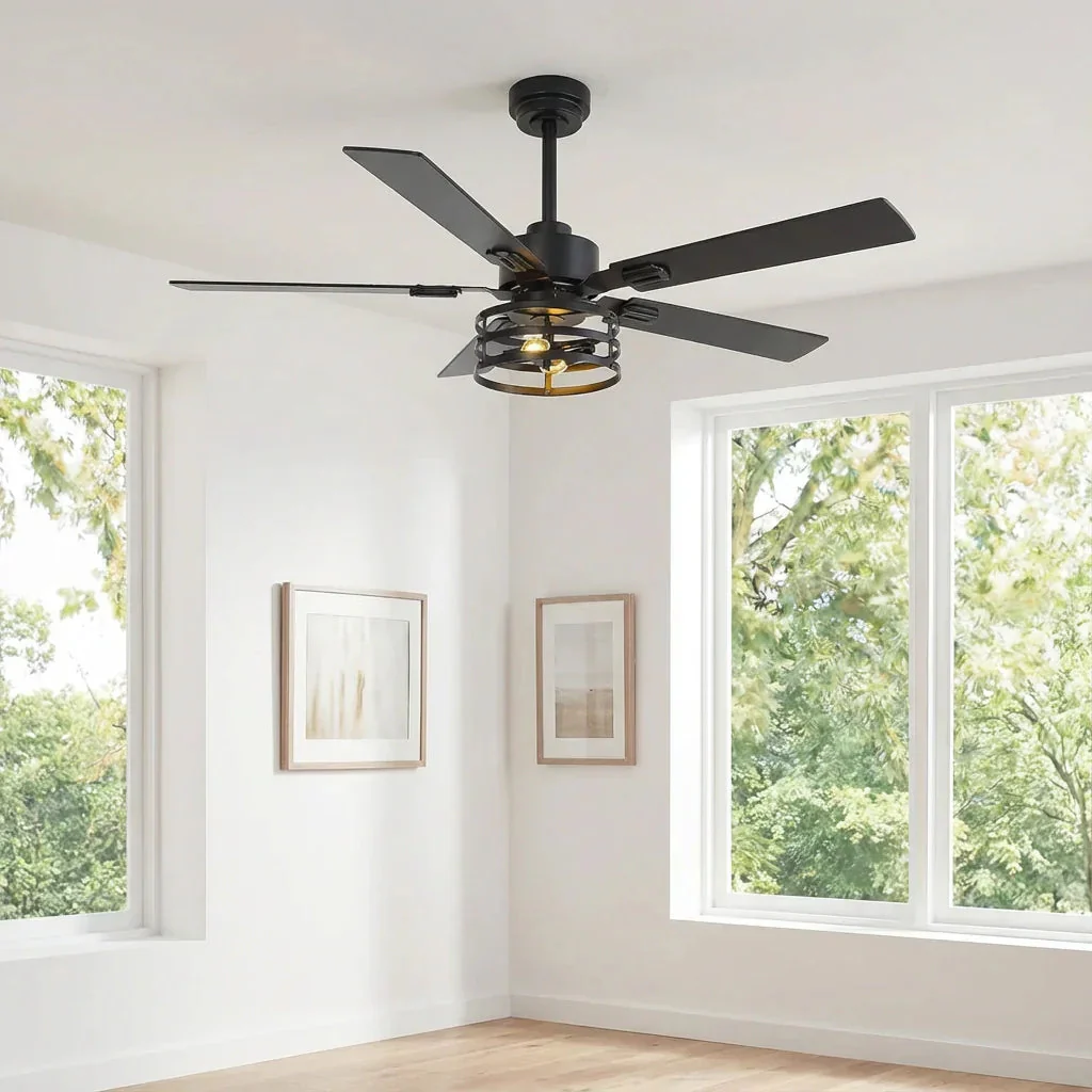 Parrot Uncle Vaczon 52-Inch DC Motor Industrial Downrod Ceiling Fan with Light and Remote Control - Image 4