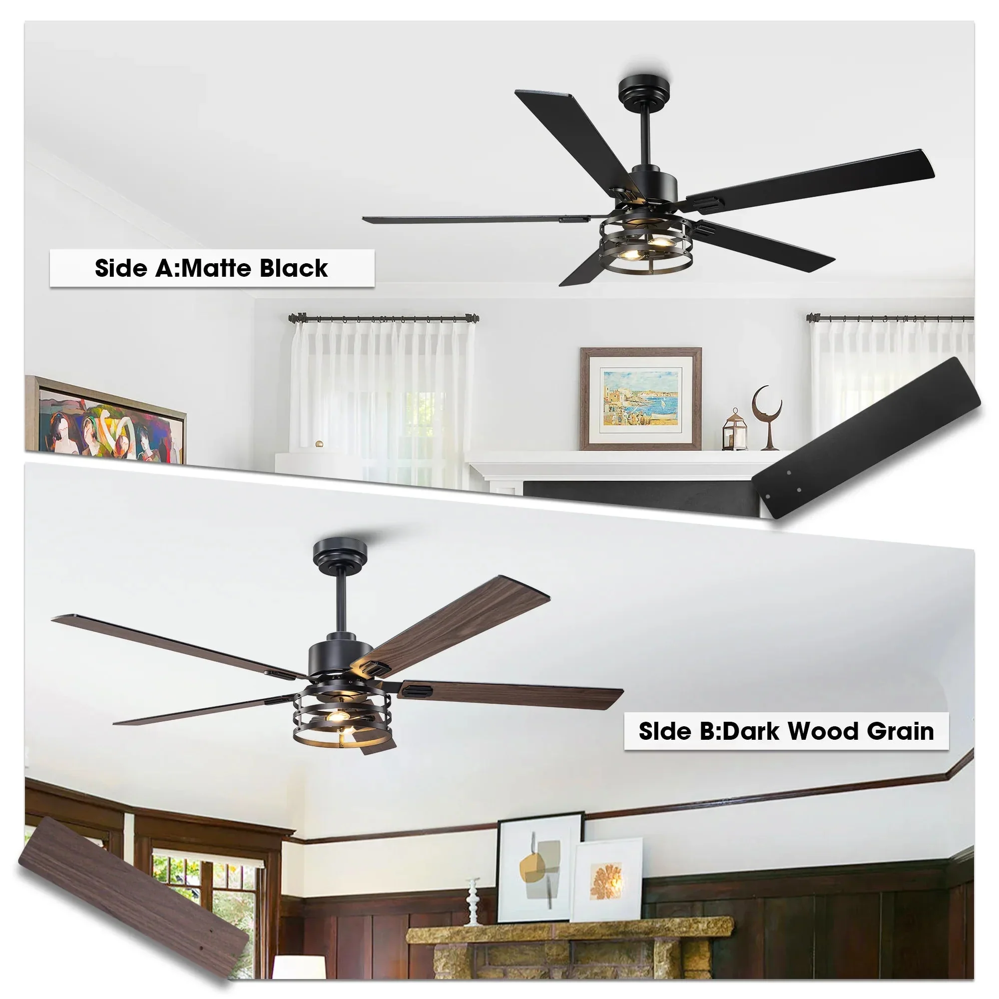 Parrot Uncle Vaczon 52-Inch DC Motor Industrial Downrod Ceiling Fan with Light and Remote Control - Image 9