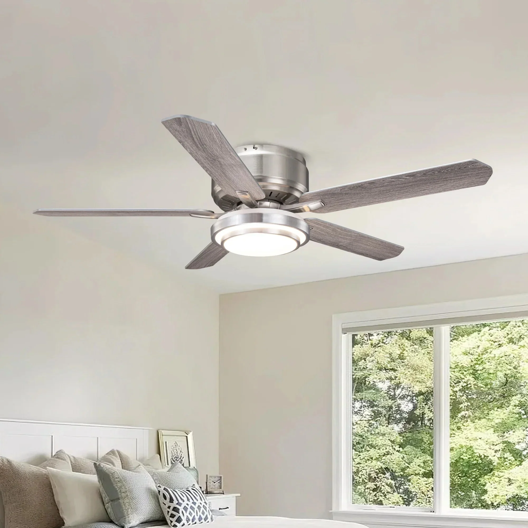 Parrot Uncle Vaczon 52-Inch Double-sided Blades Flush Mount LED Ceiling Fan with APP and Remote Control (VZA01N105A-BLE) - Image 3