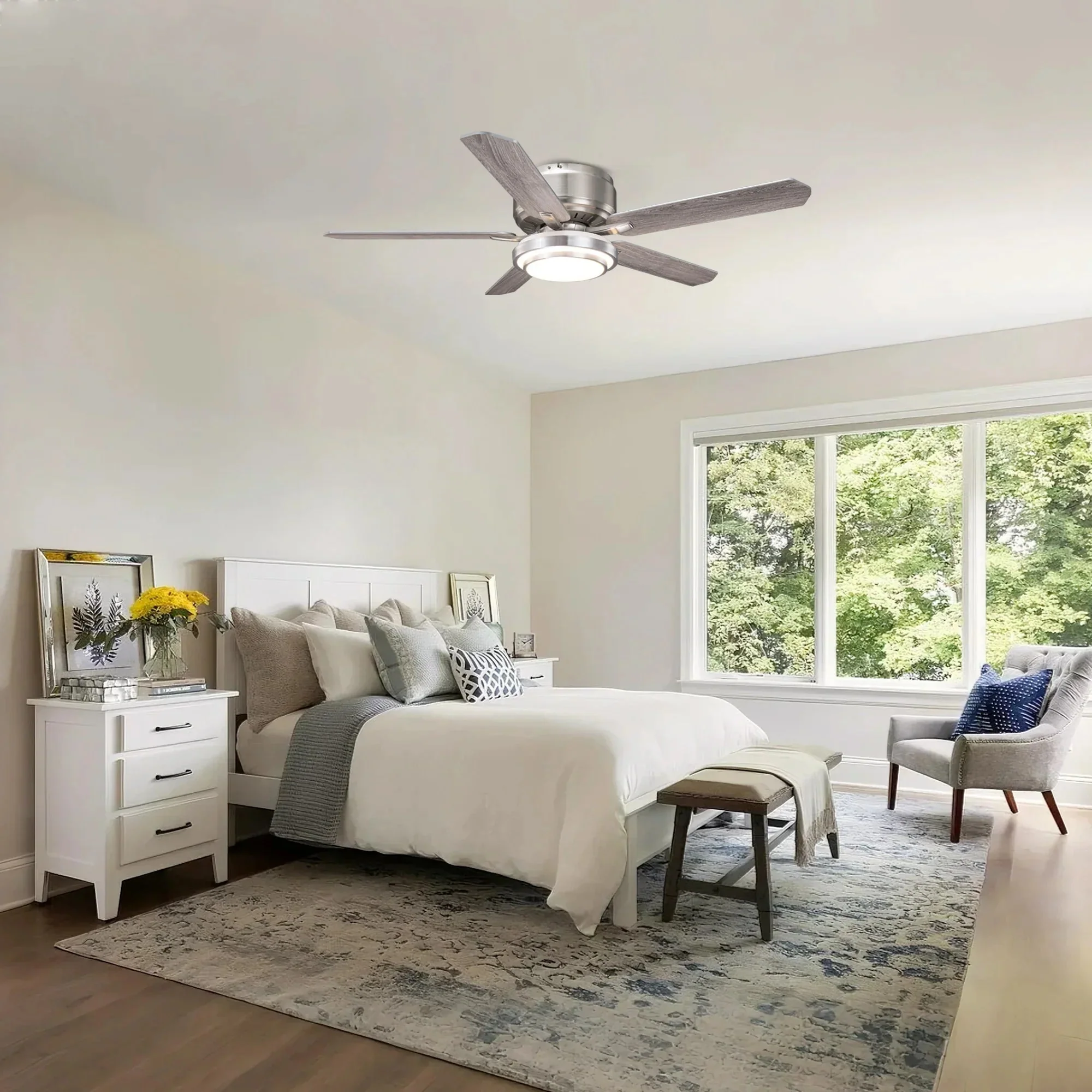 Parrot Uncle Vaczon 52-Inch Double-sided Blades Flush Mount LED Ceiling Fan with APP and Remote Control (VZA01N105A-BLE) - Image 4