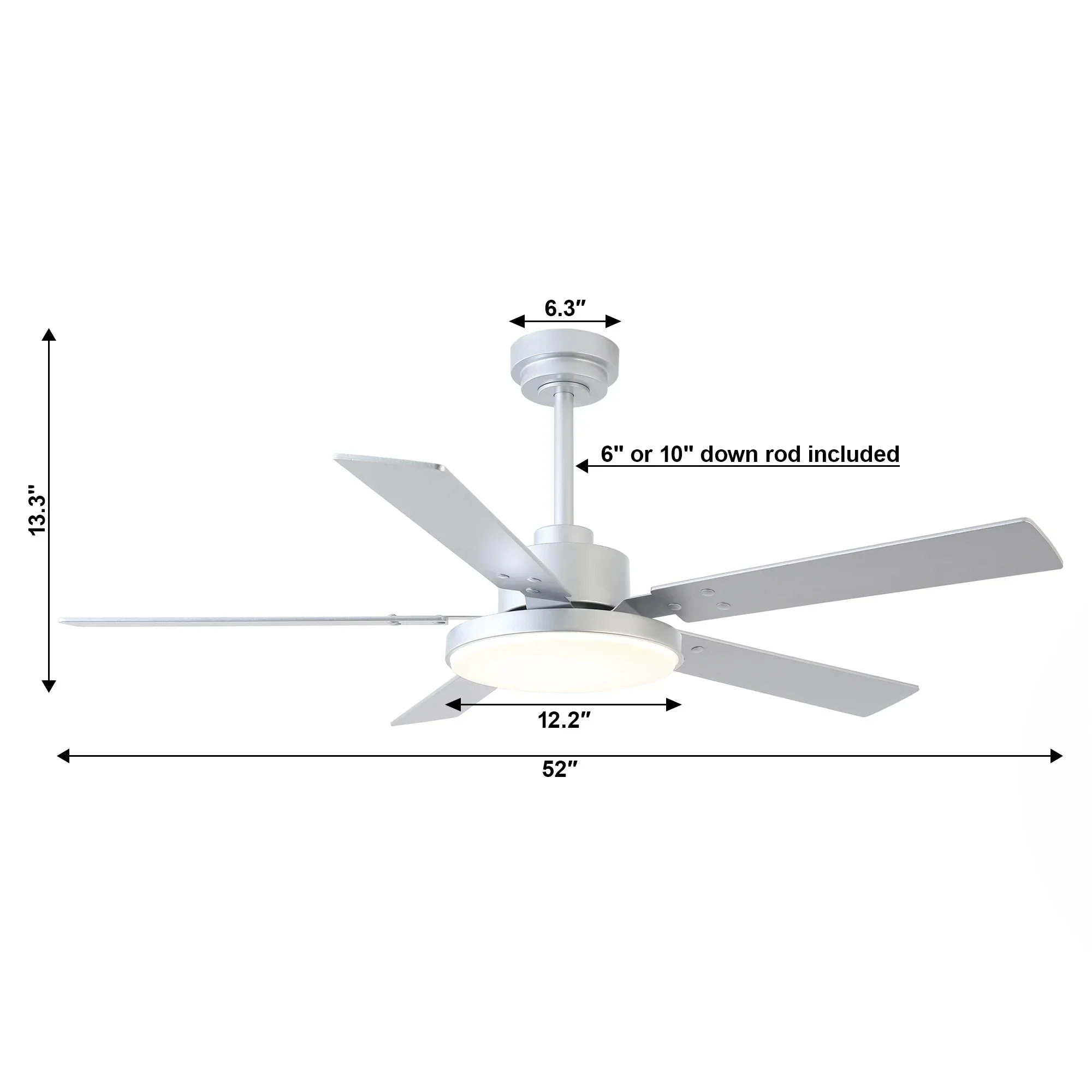 Parrot Uncle Vaczon 52-Inch Double-sided Blades Modern Ceiling Fan with Remote Control and LED Light - Image 12