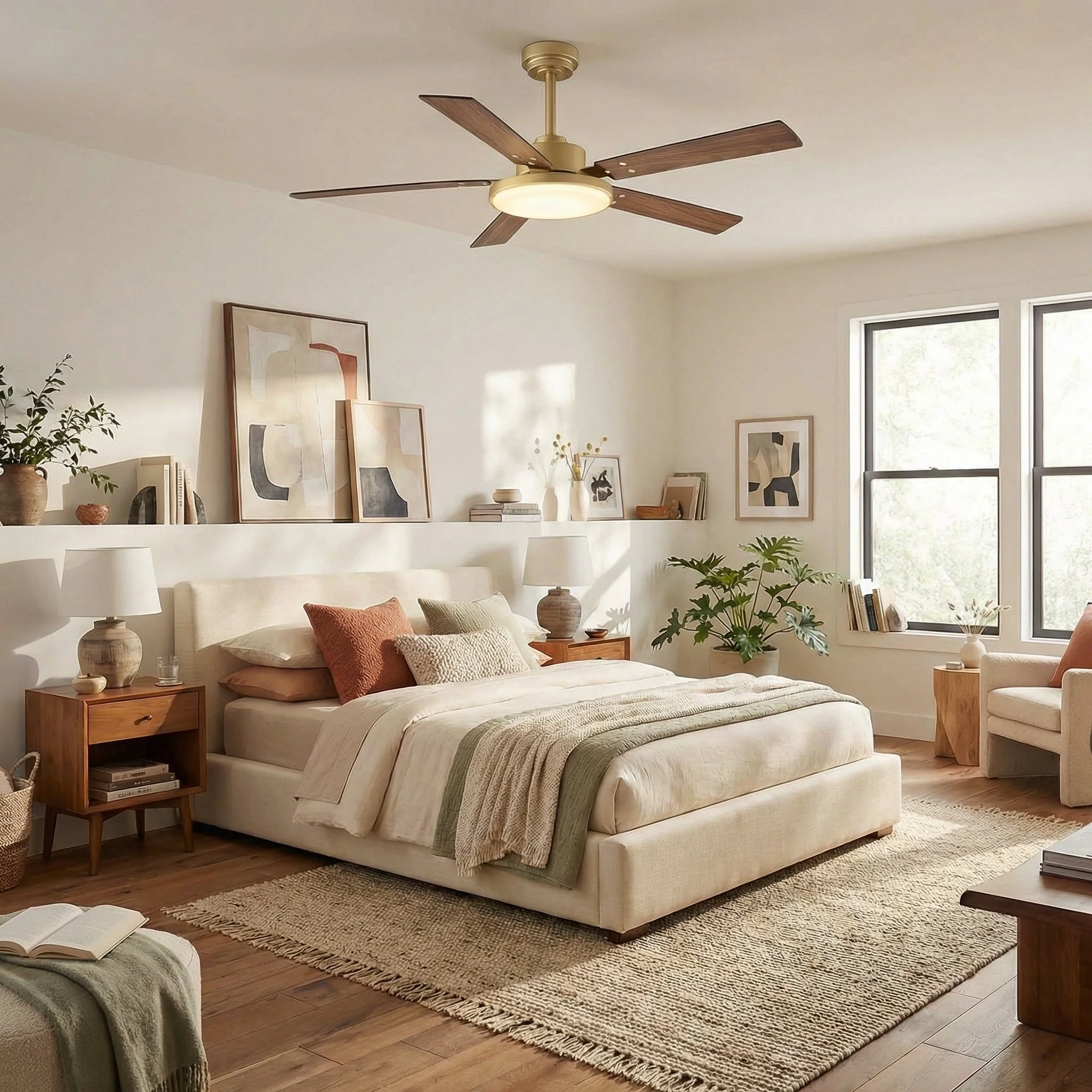 Parrot Uncle Vaczon 52-Inch Double-sided Blades Modern Ceiling Fan with Remote Control and LED Light - Image 2