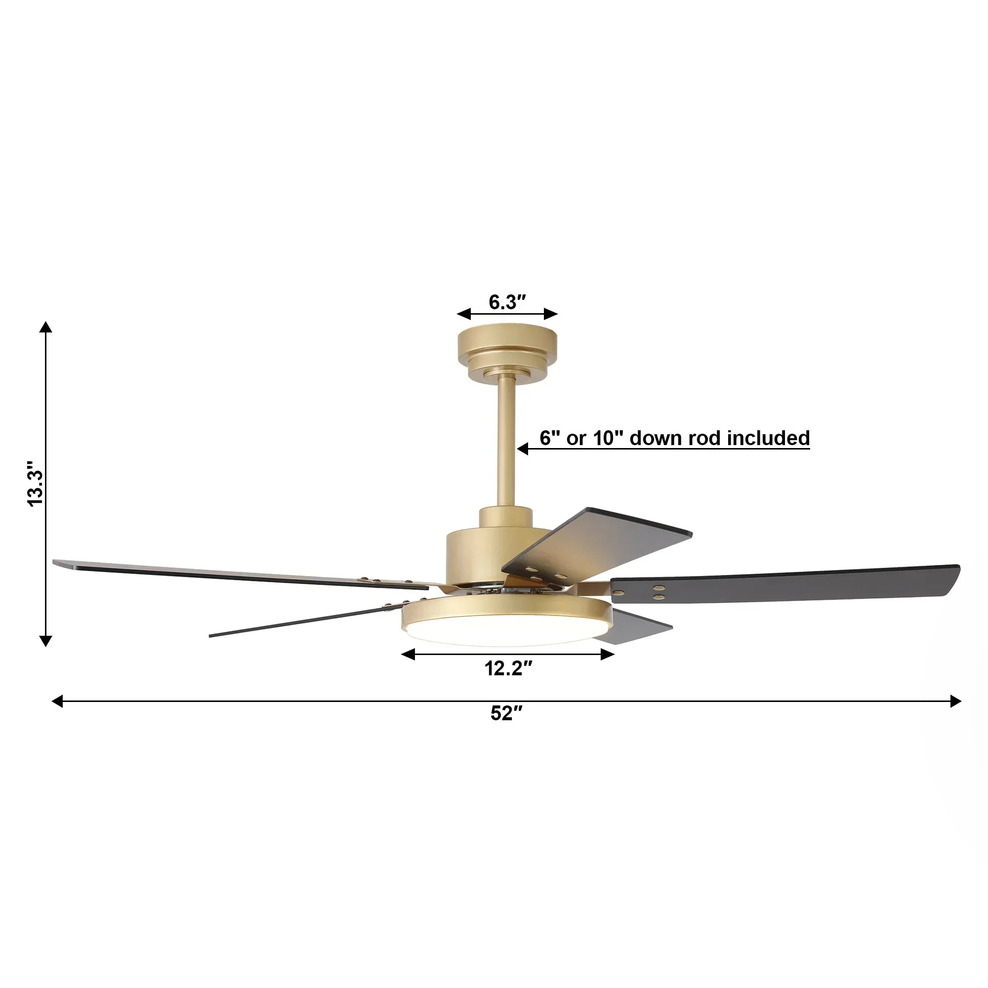 Parrot Uncle Vaczon 52-Inch Double-sided Blades Modern Ceiling Fan with Remote Control and LED Light - Image 24
