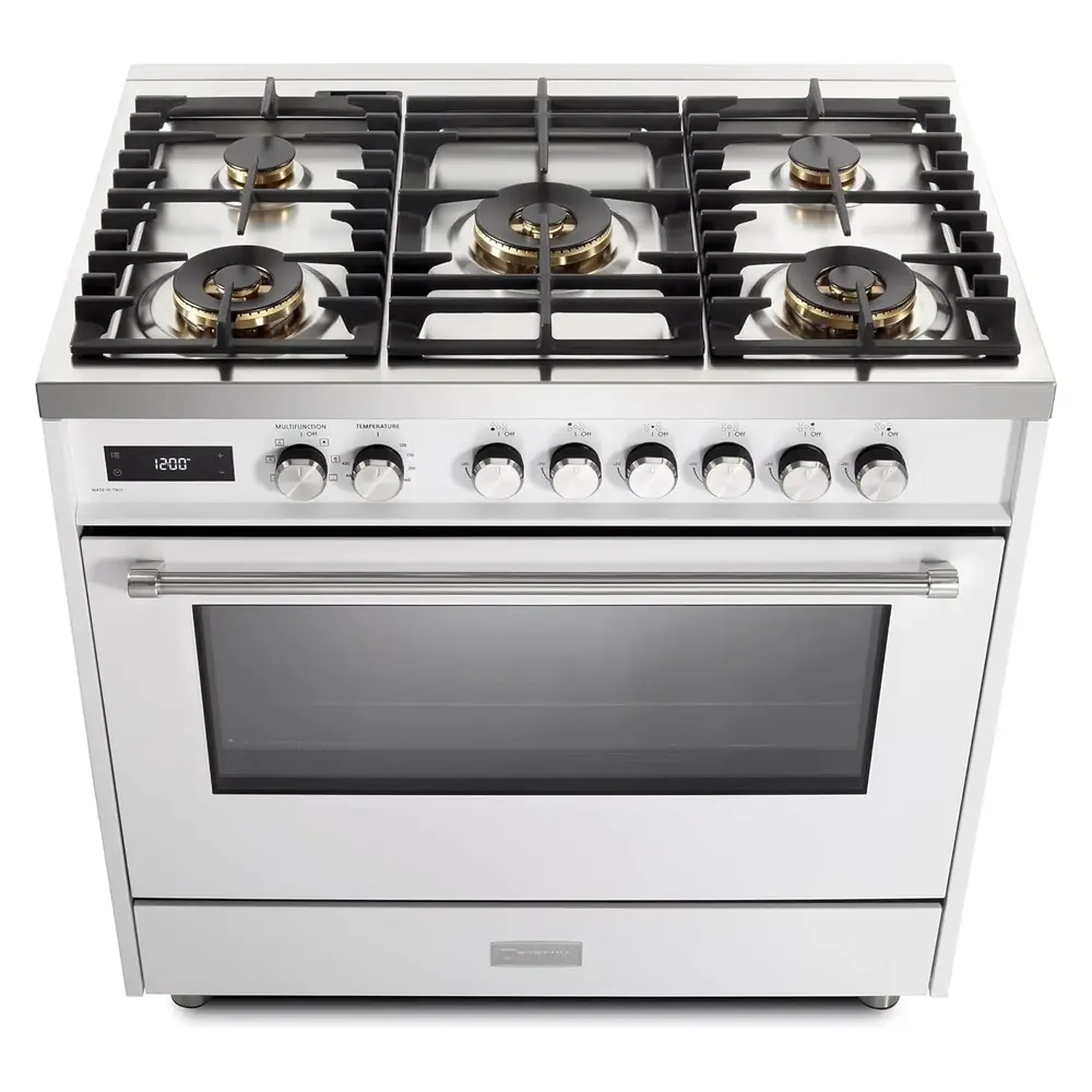 Verona 2-Piece Appliance Package - 36-Inch Dual Fuel Range with 5 Sealed Burners and Wall Mount Range Hood in White - Image 3
