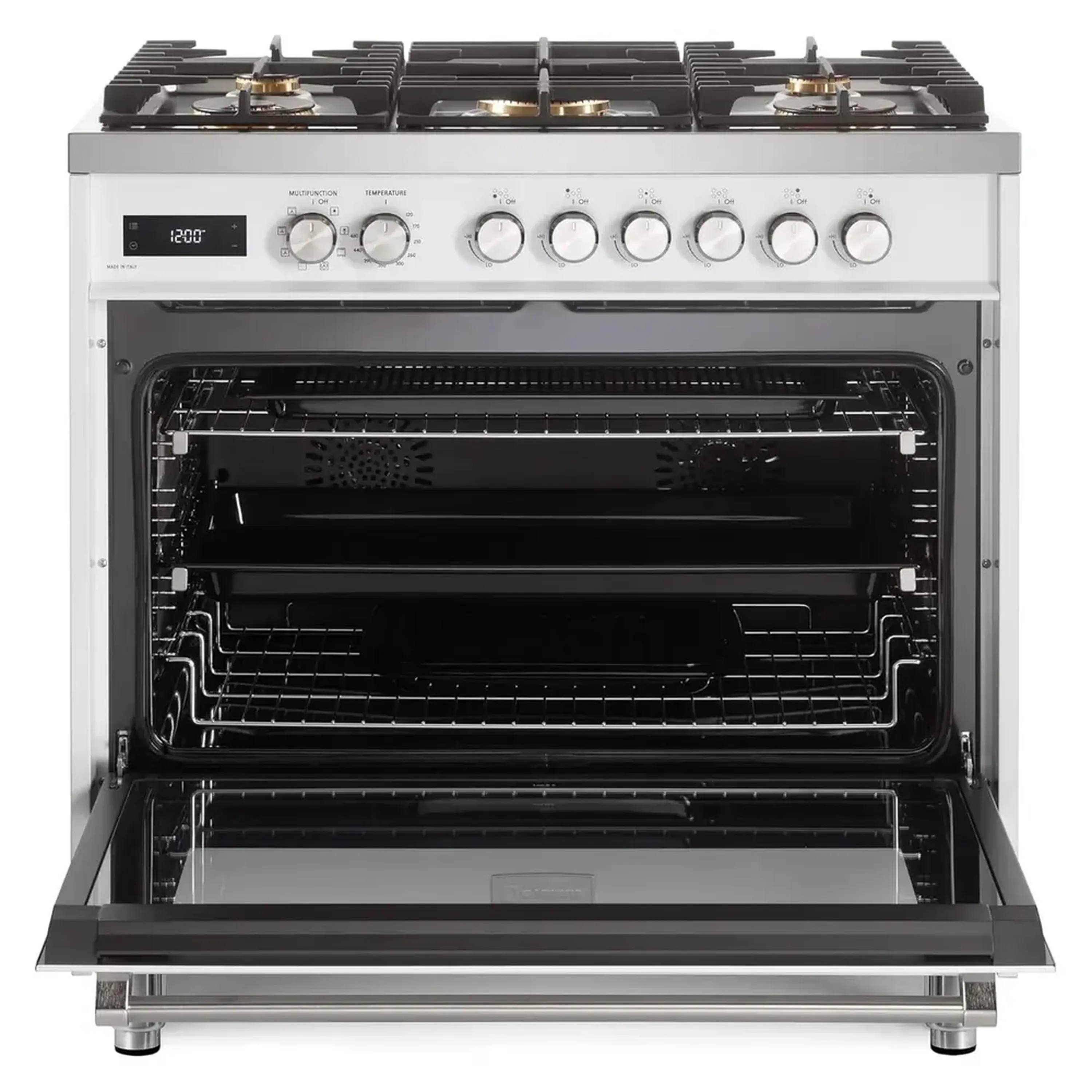 Verona 2-Piece Appliance Package - 36-Inch Dual Fuel Range with 5 Sealed Burners and Wall Mount Range Hood in White - Image 6