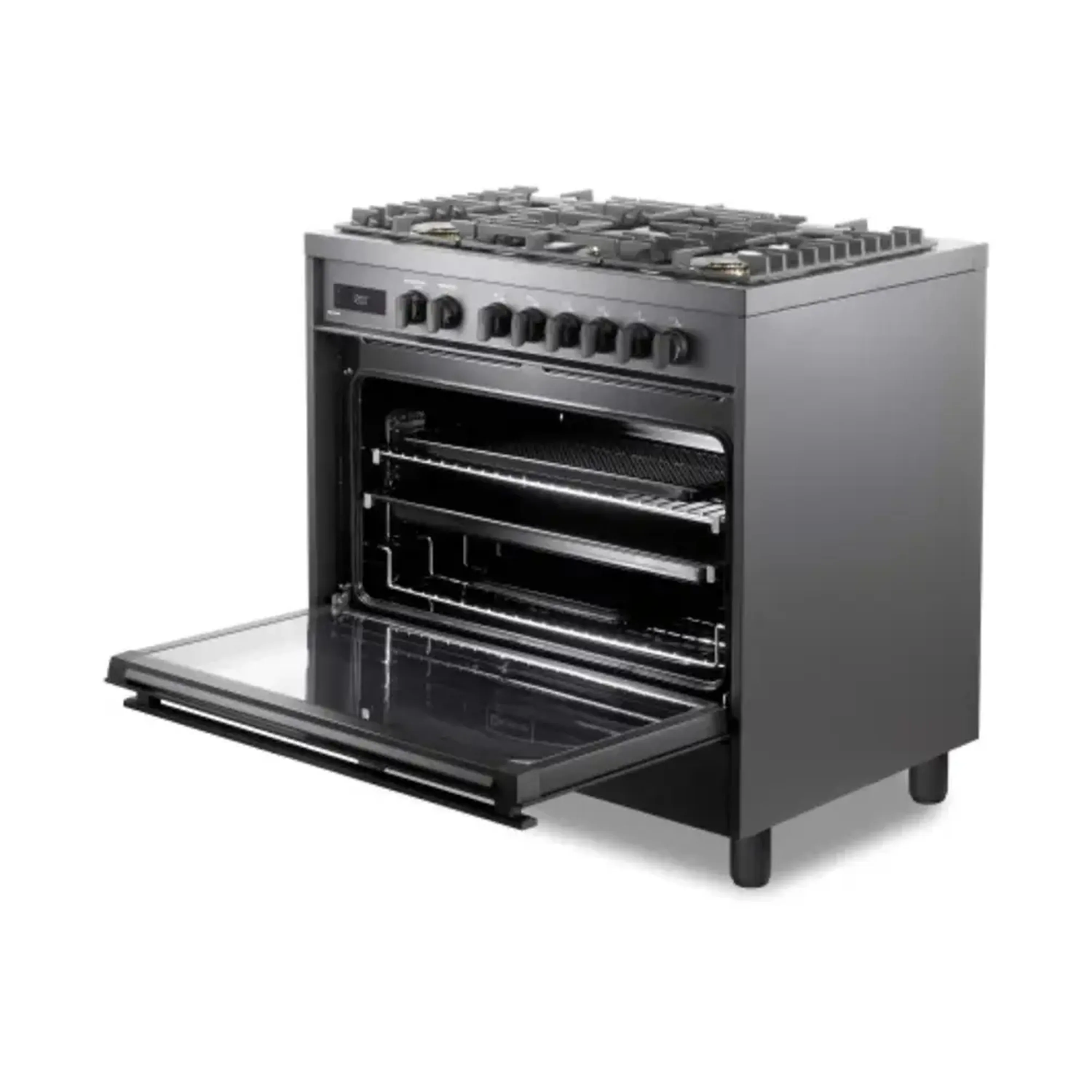 Verona 2-Piece Appliance Package - 36-Inch Dual Fuel Range with 5 Sealed Burners and Wall Mount Range Hood in Black - Image 10