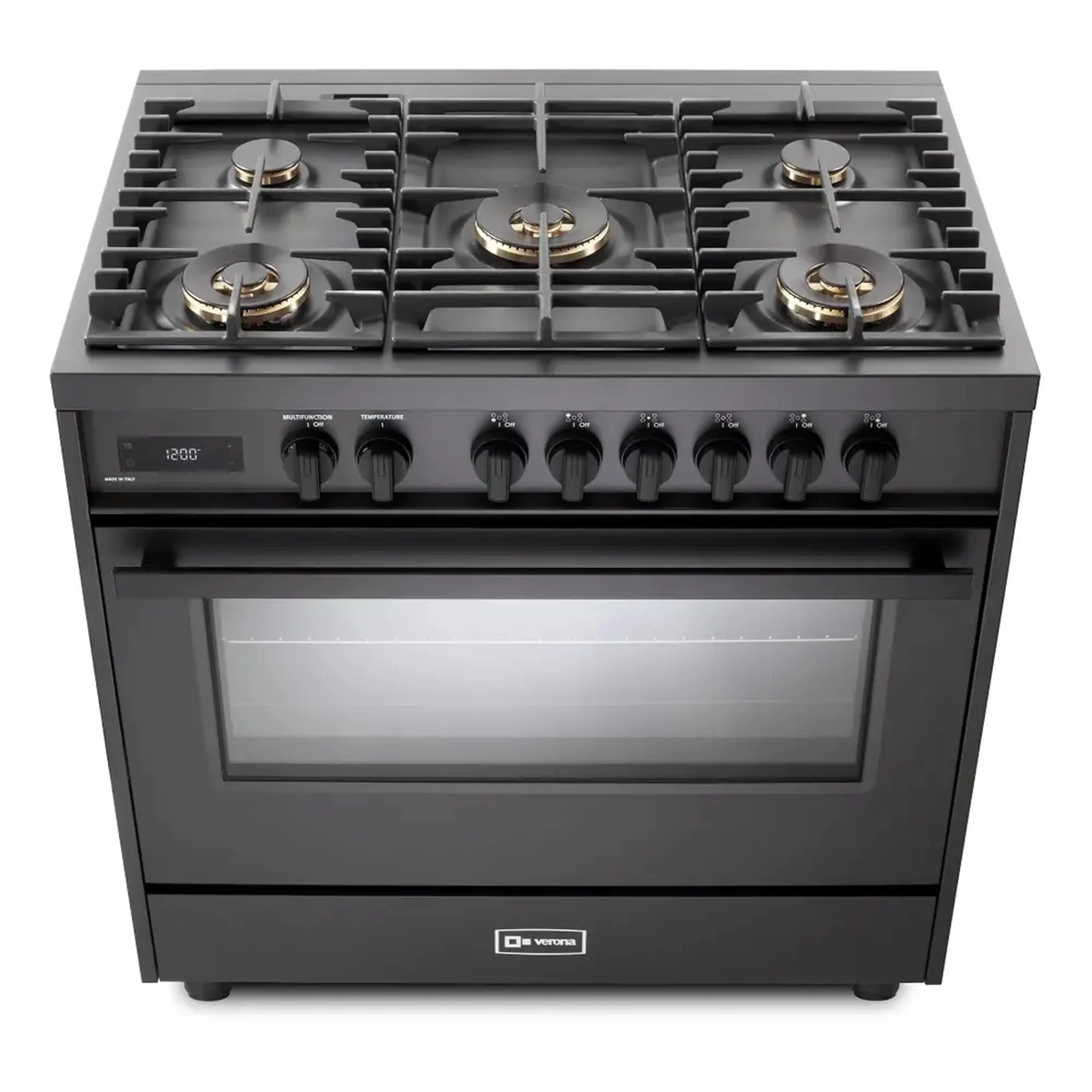 Verona 2-Piece Appliance Package - 36-Inch Dual Fuel Range with 5 Sealed Burners and Wall Mount Range Hood in Black - Image 3