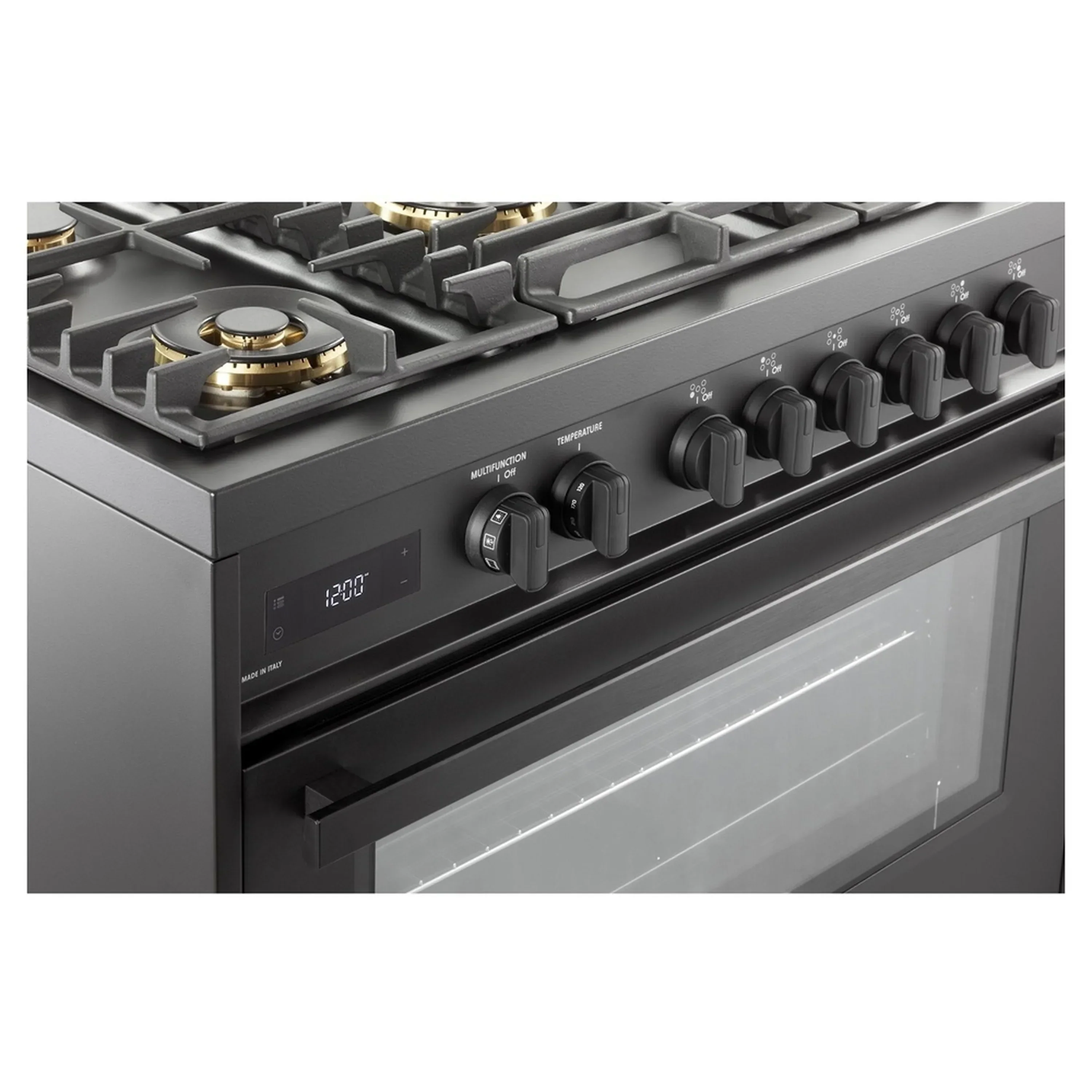 Verona 2-Piece Appliance Package - 36-Inch Dual Fuel Range with 5 Sealed Burners and Wall Mount Range Hood in Black - Image 6