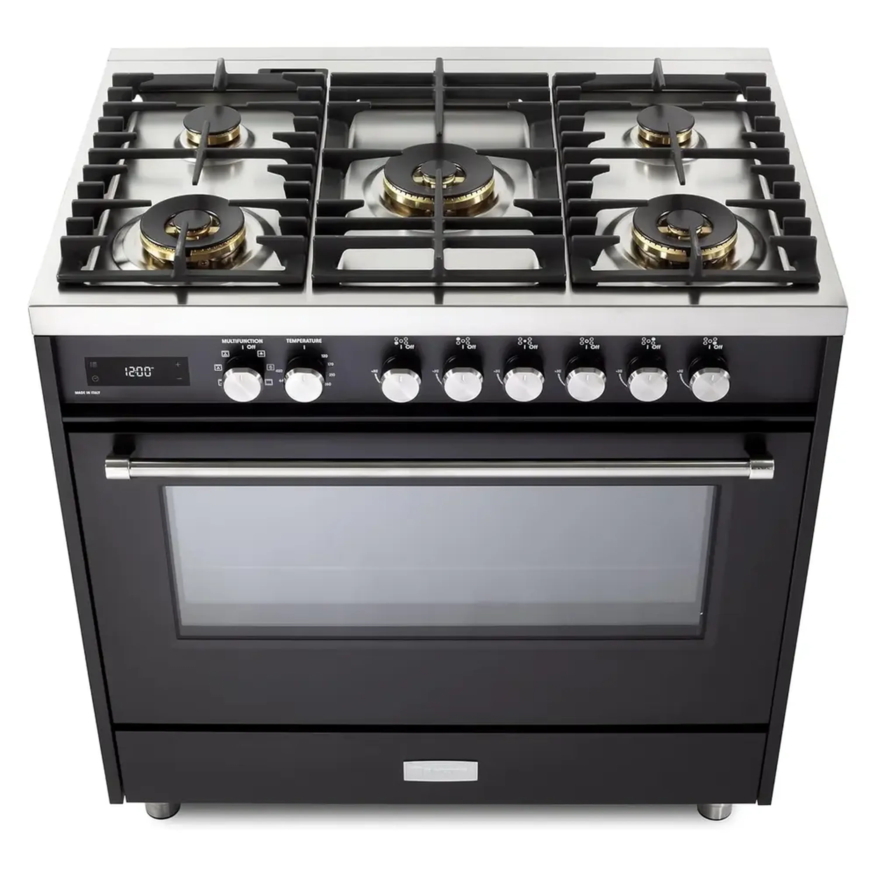 Verona 2-Piece Appliance Package - 36-Inch Dual Fuel Range with 5 Sealed Burners and Wall Mount Range Hood in Black - Image 3