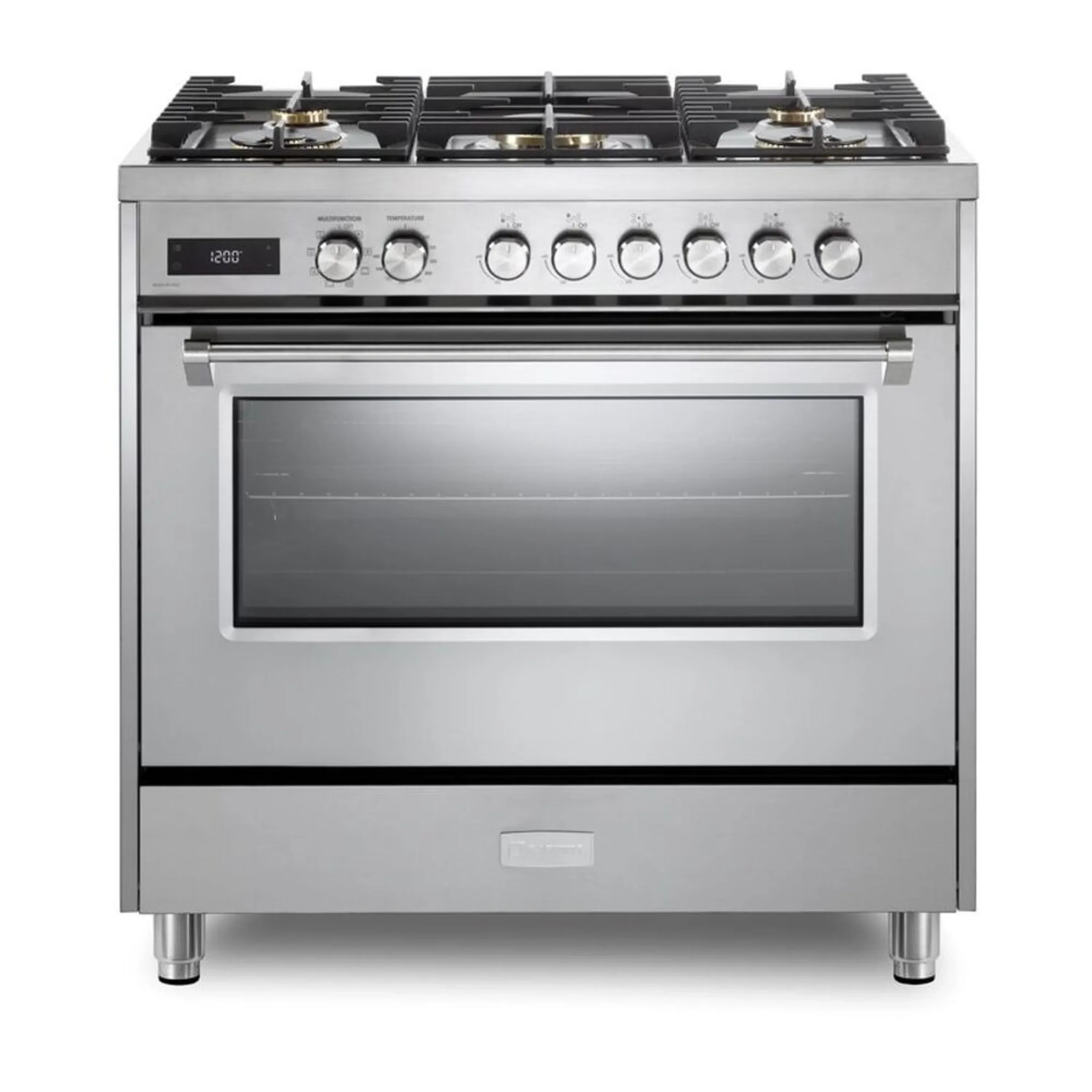 Verona 2-Piece Appliance Package - 36-Inch Dual Fuel Range with 5 Sealed Burners and Wall Mount Range Hood in Stainless Steel - Image 2