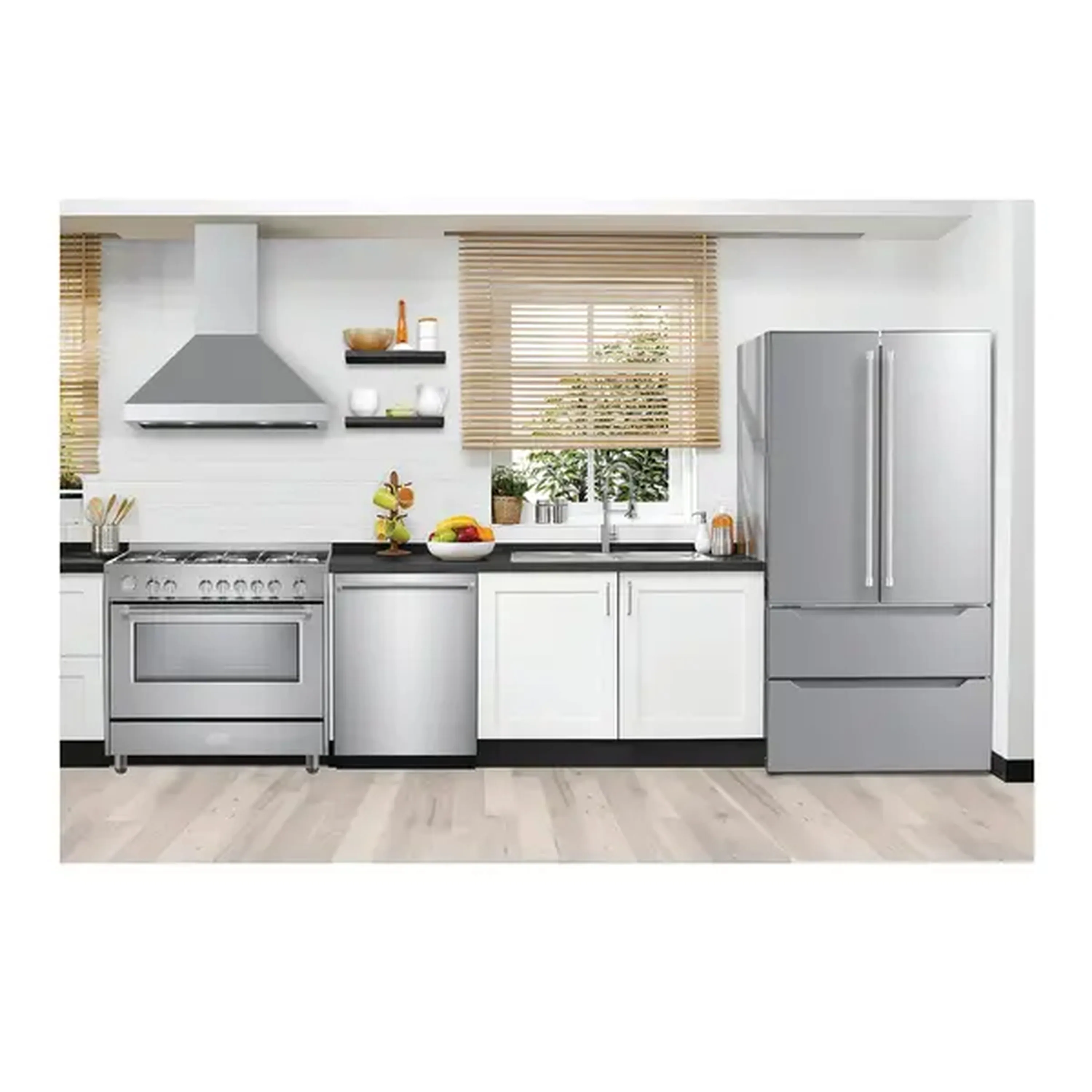 Verona 2-Piece Appliance Package - 36-Inch Dual Fuel Range with 5 Sealed Burners and Wall Mount Range Hood in Stainless Steel - Image 11