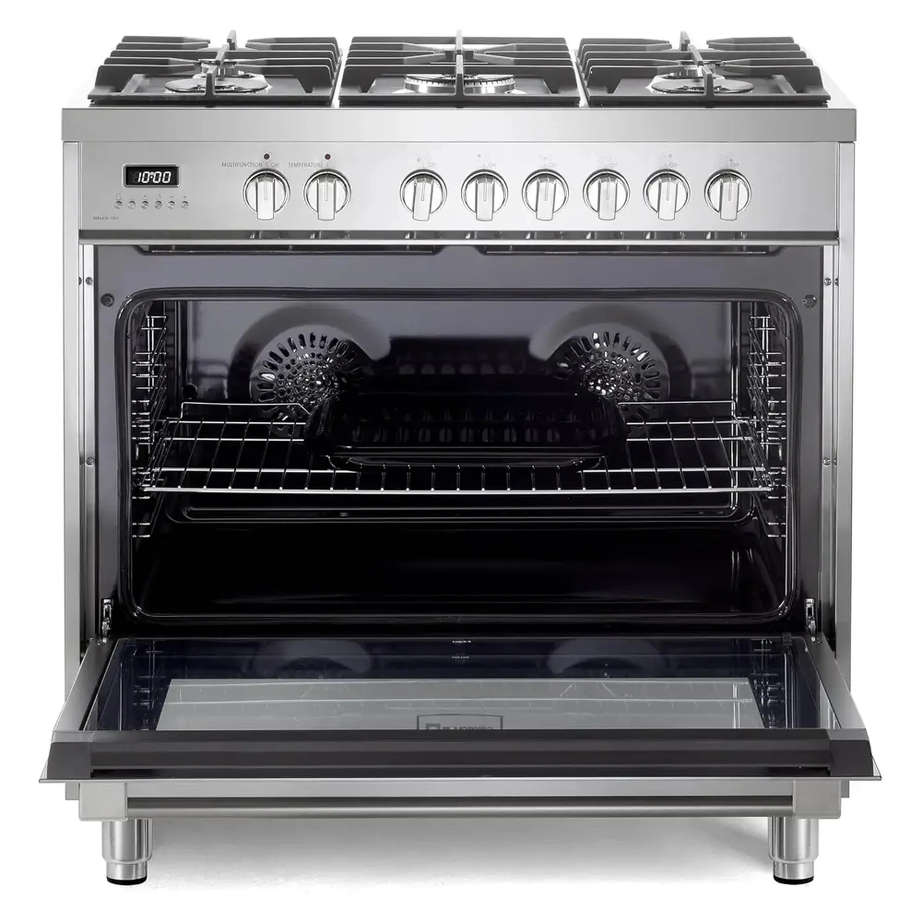 Verona 2-Piece Appliance Package - 36-Inch Dual Fuel Range with 5 Sealed Burners and Wall Mount Range Hood in Stainless Steel - Image 8