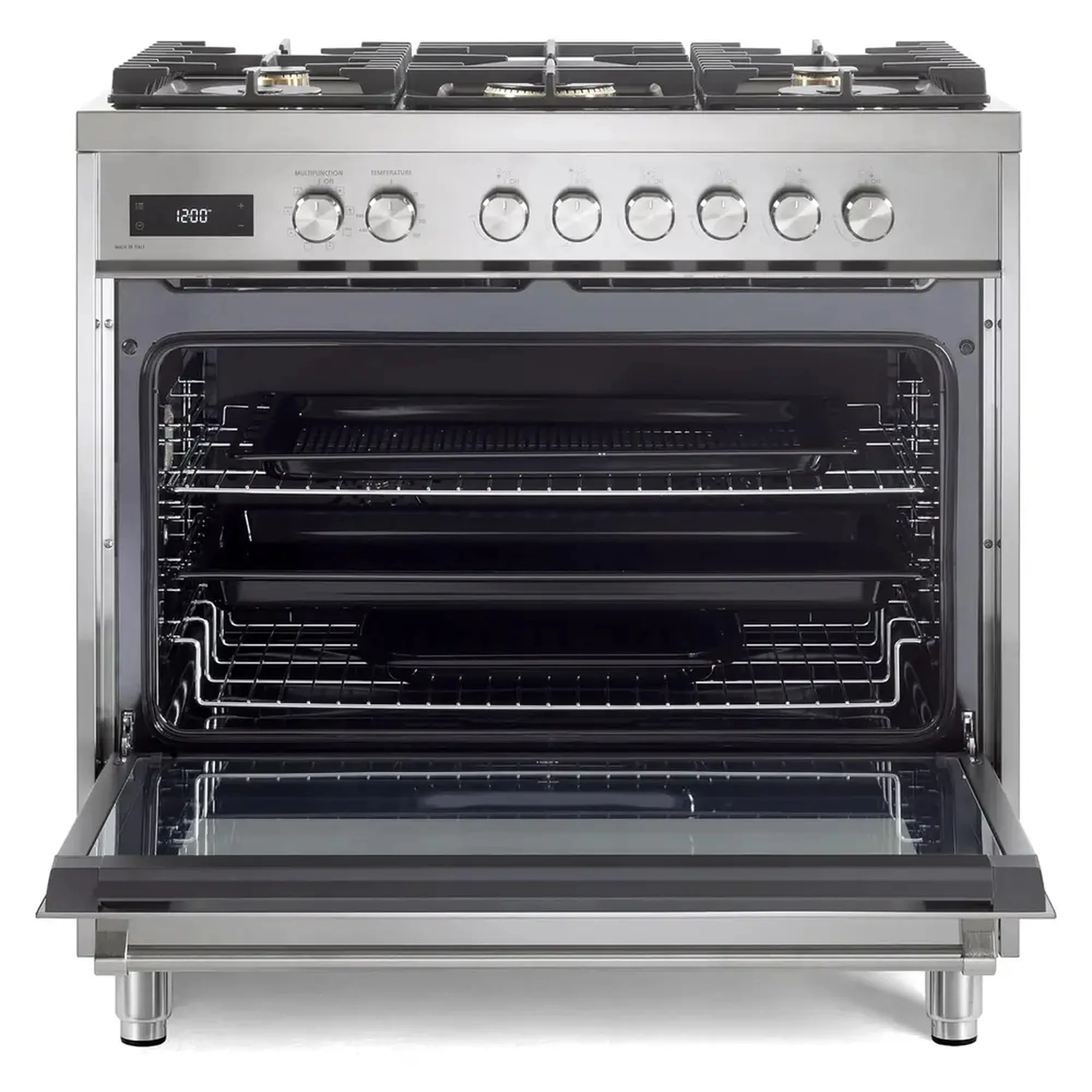 Verona 2-Piece Appliance Package - 36-Inch Dual Fuel Range with 5 Sealed Burners and Wall Mount Range Hood in Stainless Steel - Image 8