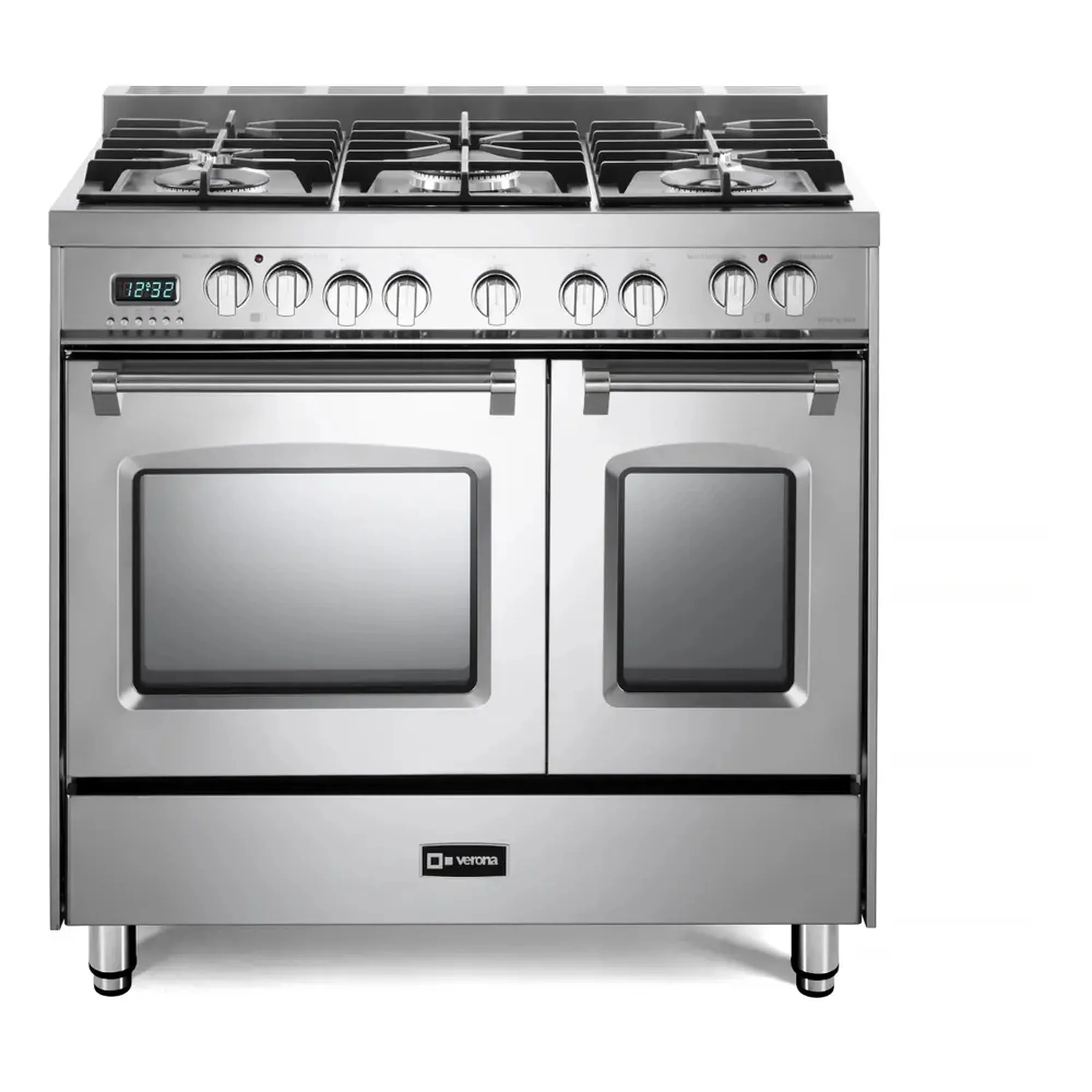 Verona 2-Piece Appliance Package - 36-Inch Dual Fuel Range with Double Oven and Wall Mount Range Hood in Stainless Steel - Image 4